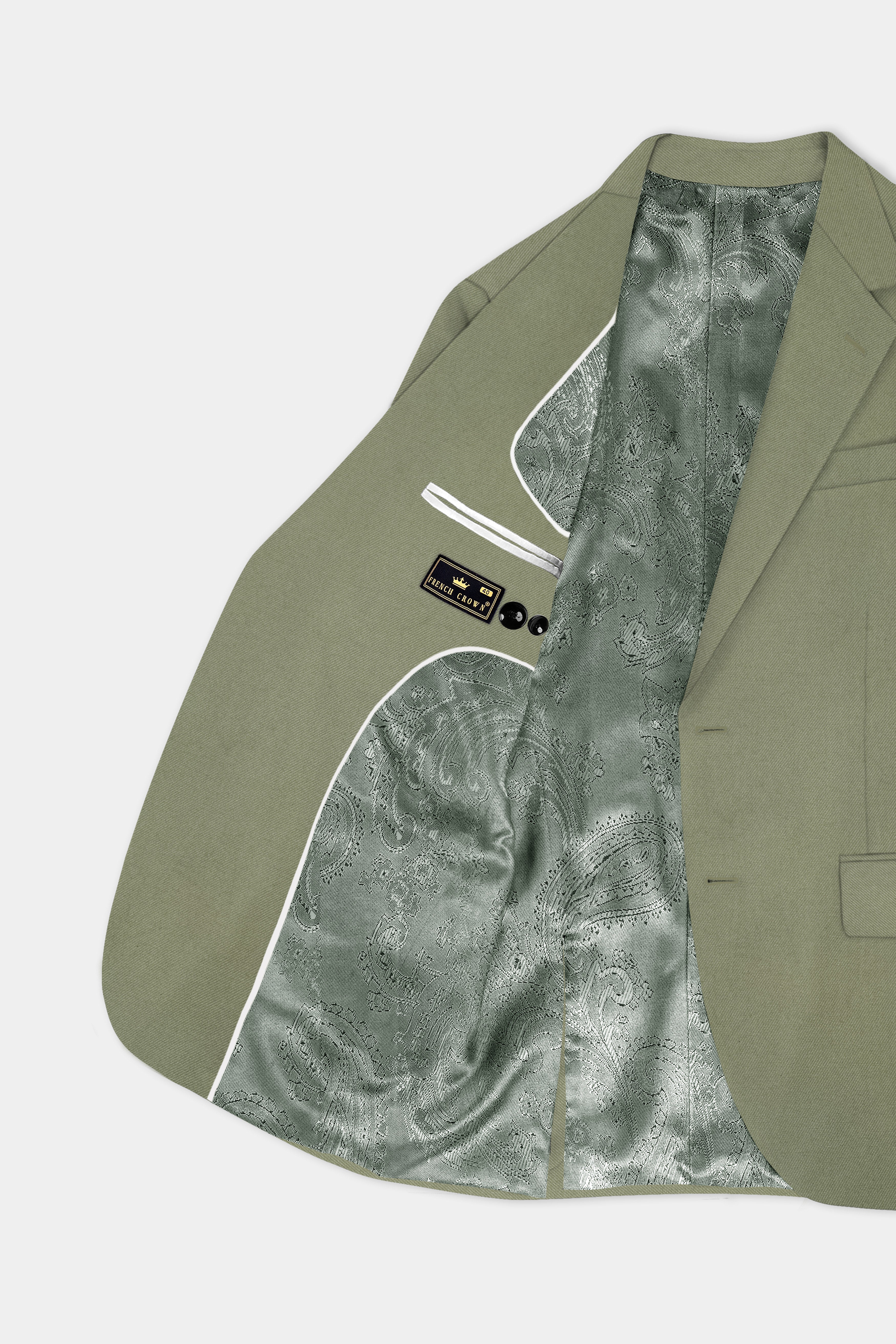 Georgette-Limed Ash Green Solid Cotton Single Breasted Suit