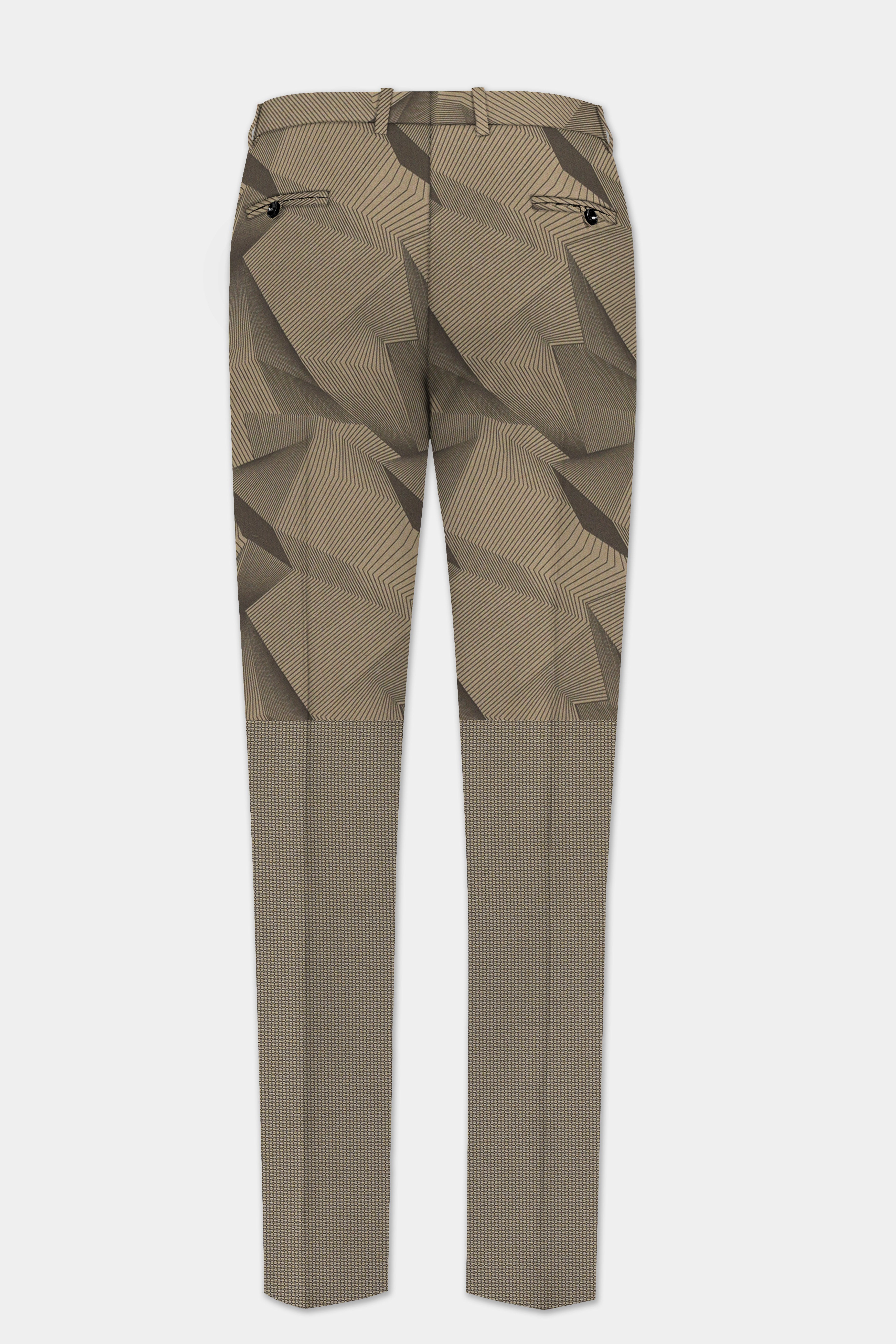 DuneShade-Sand Dune Brown Half 3D Prints Cotton Single Breasted Suit