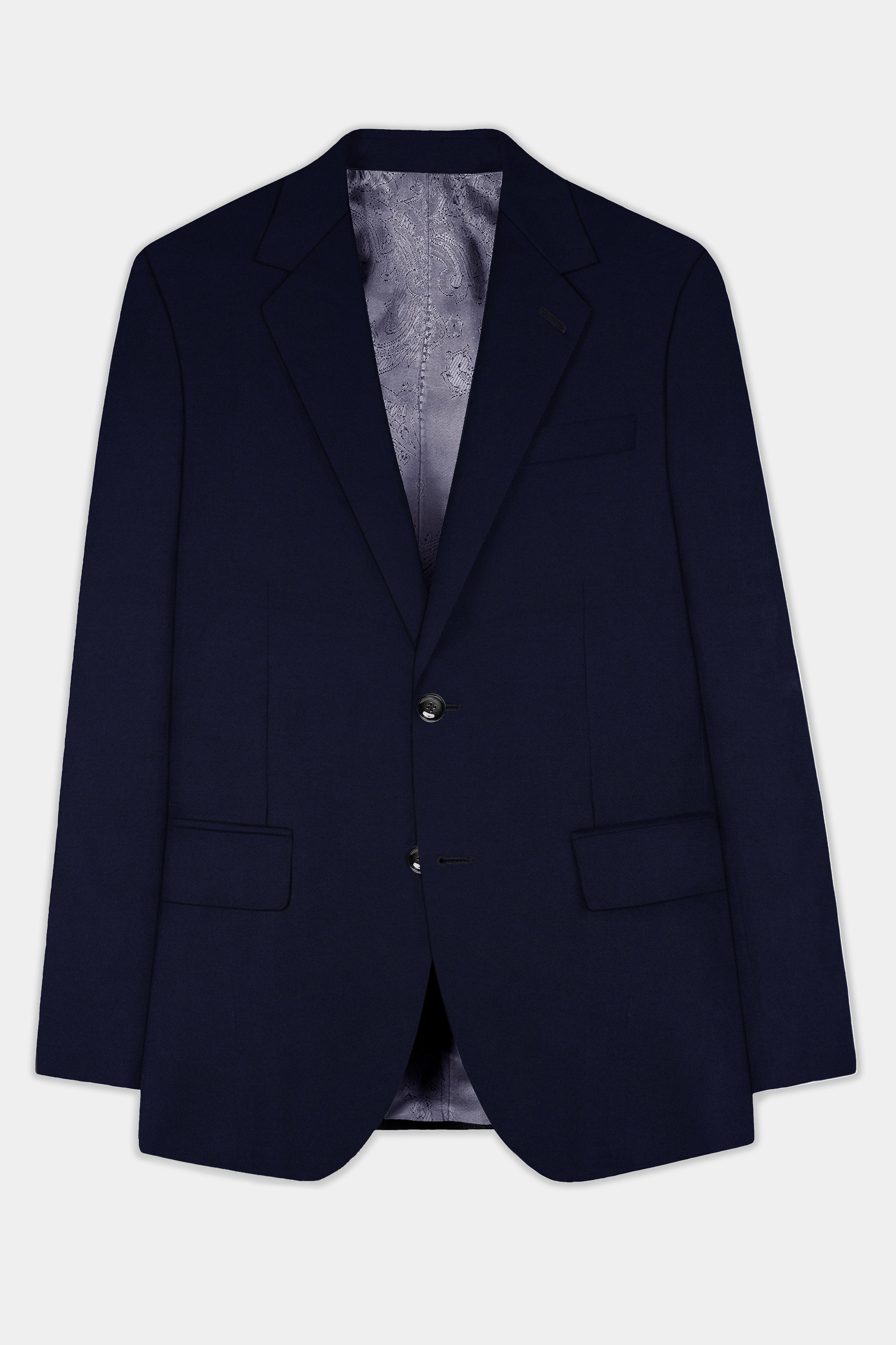 Ashen-Cinder Blue Solid Wool Rich Single Breasted Suit