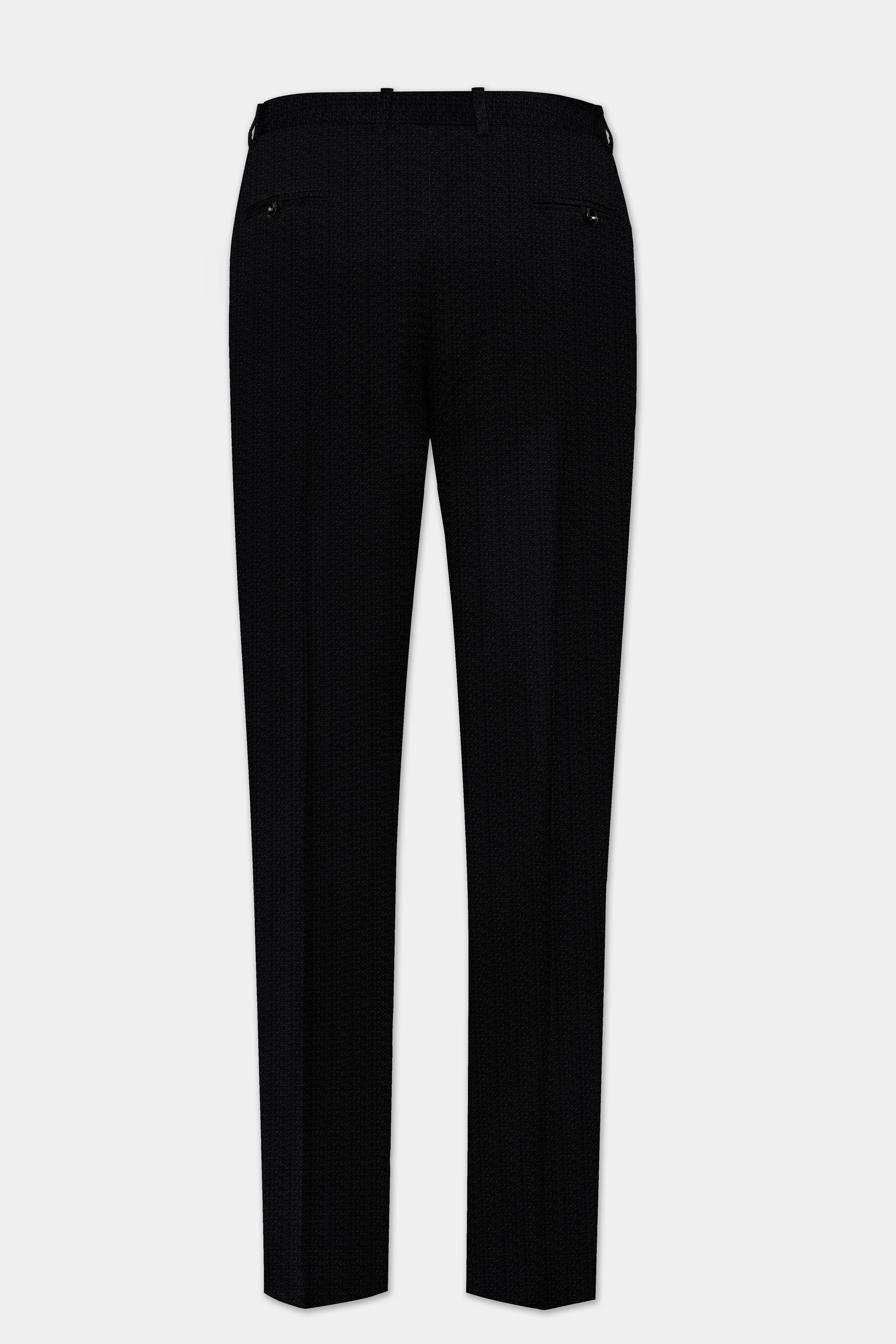 Noir-Jade Black Textured Wool Rich Tuxedo Suit