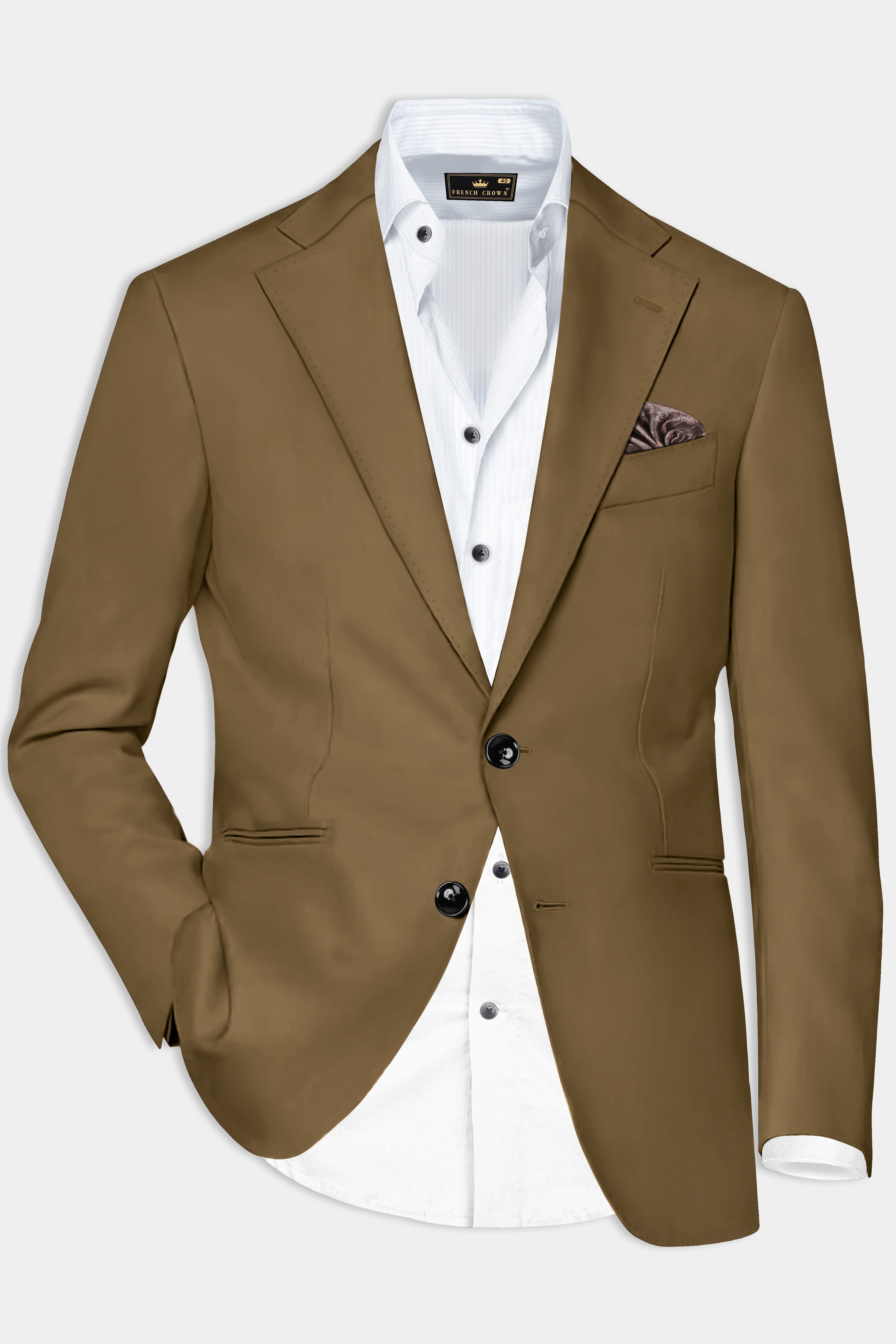 Walnut Luxe-Arrowtown Brown Solid Cotton Single Breasted Suit