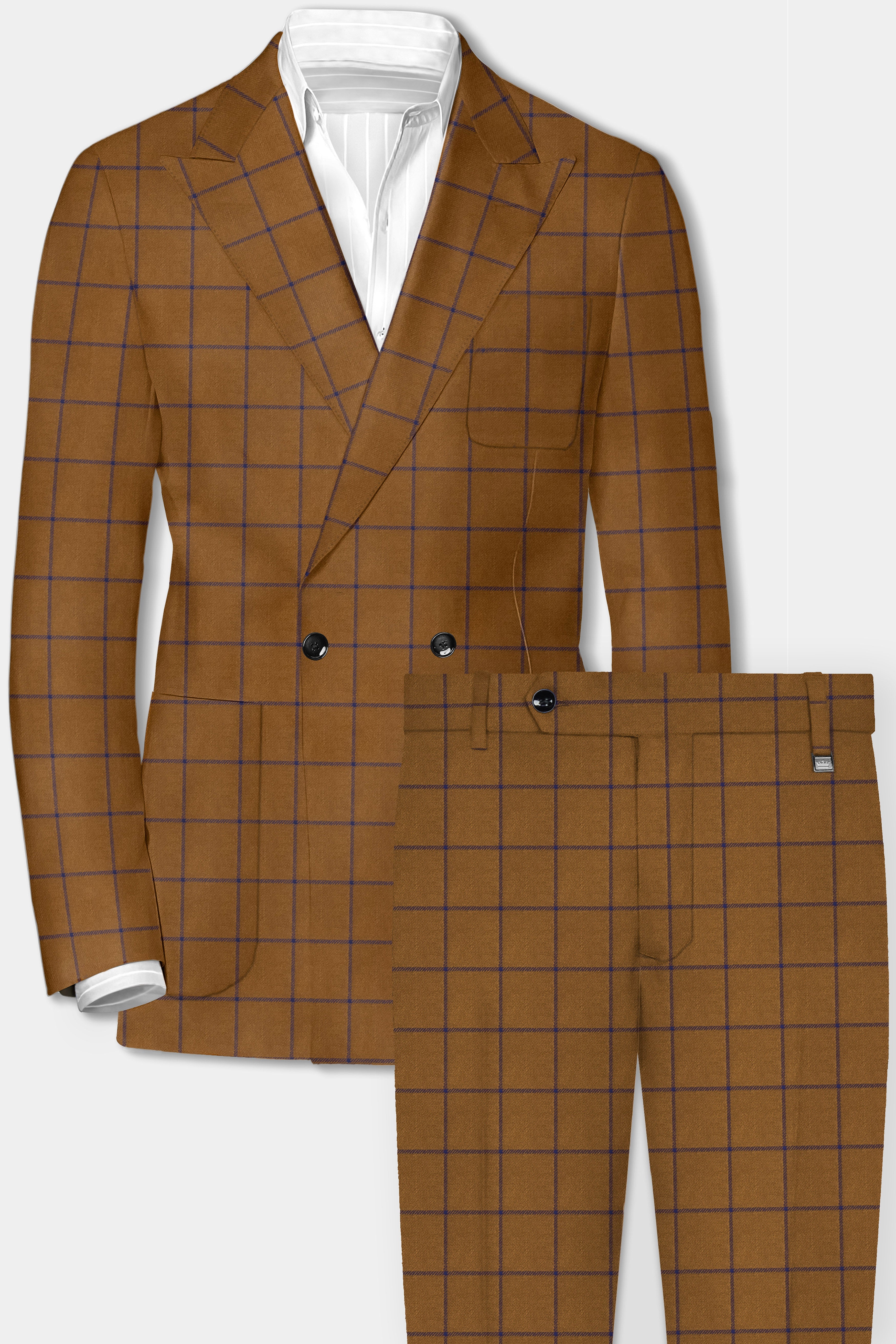 Savile-Barley Brown windows Tweed Double Breasted Designer Suit