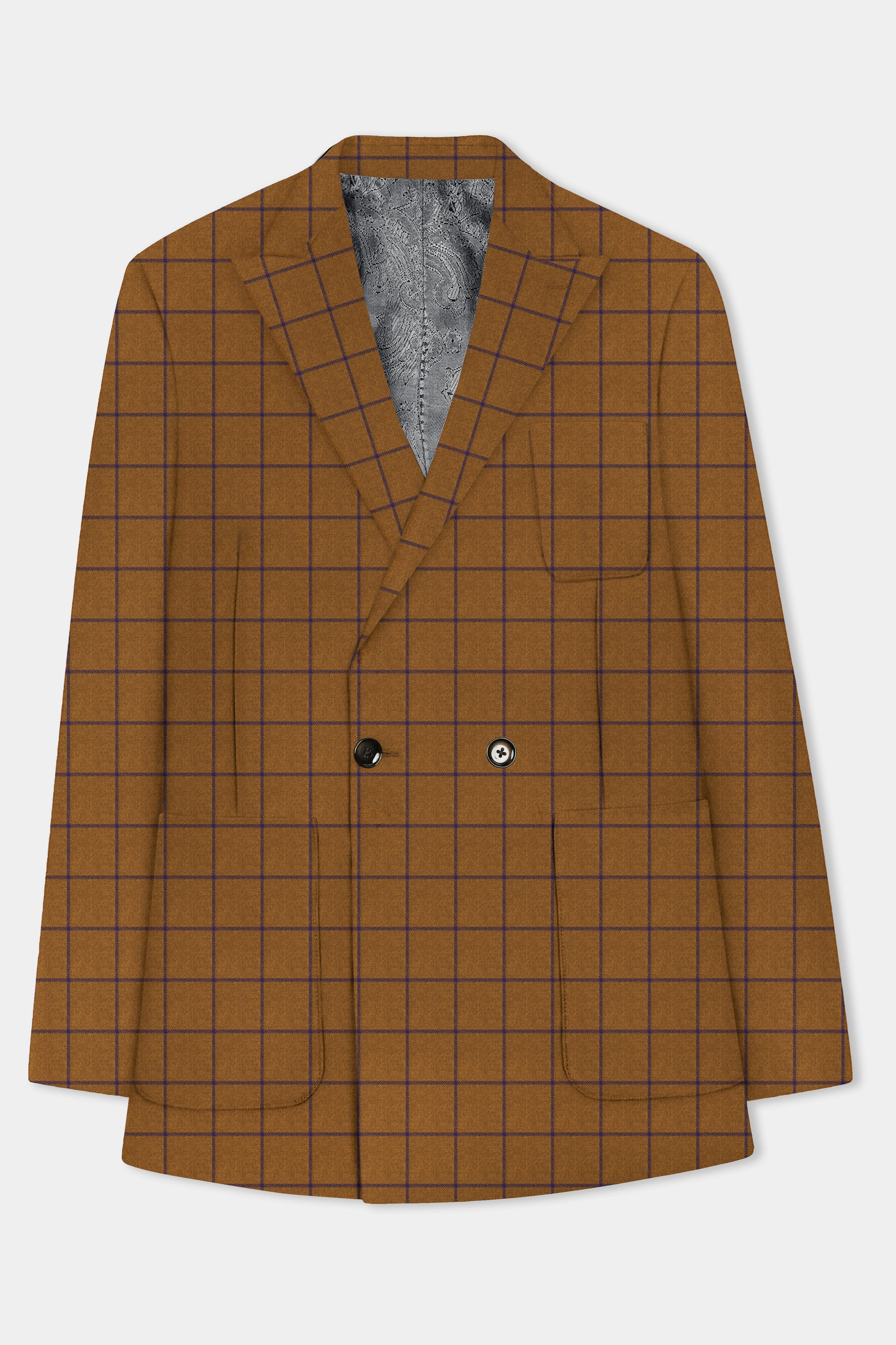 Savile-Barley Brown windows Tweed Double Breasted Designer Suit