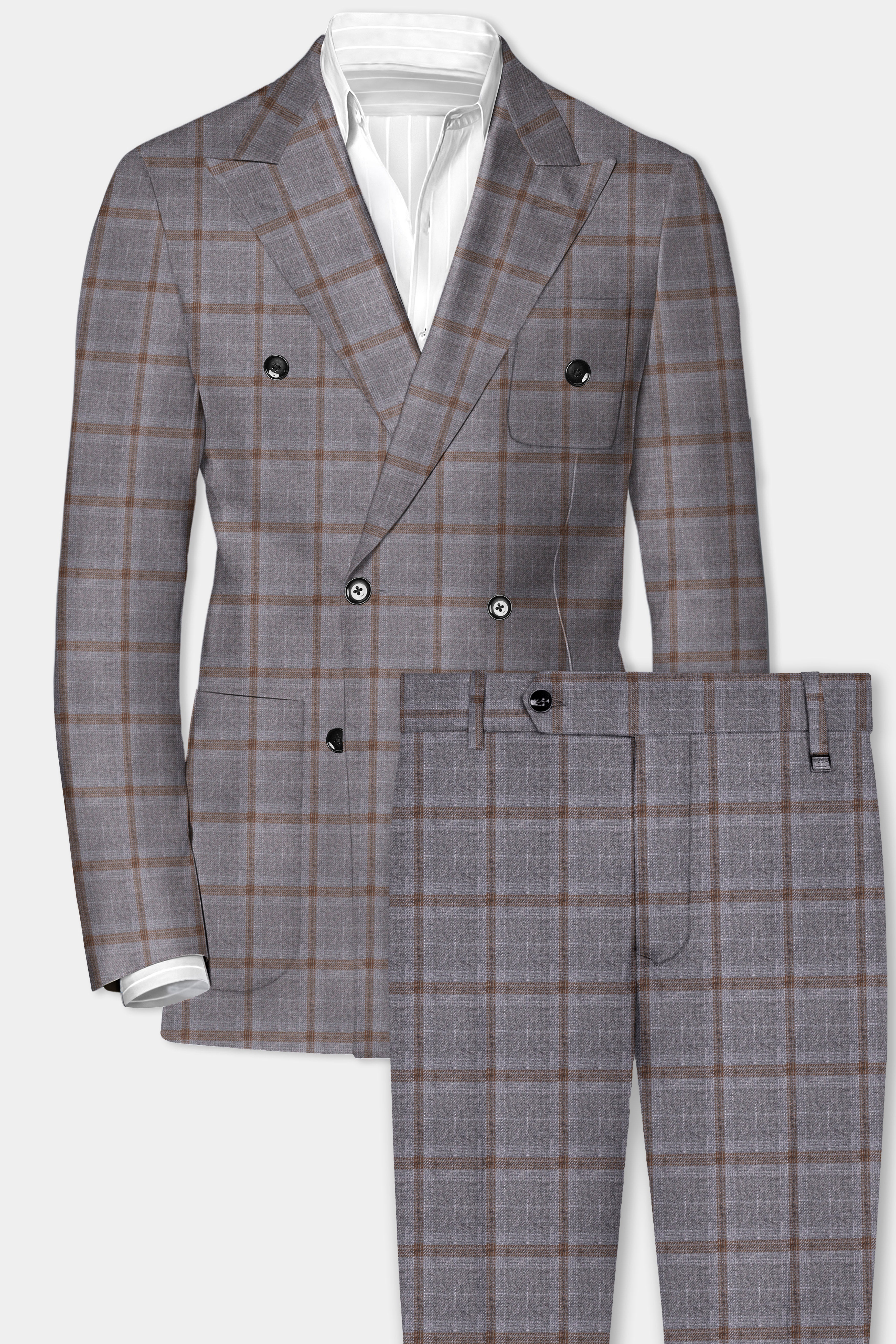 Flintstone-Gray windows Tweed Double Breasted Sports Suit