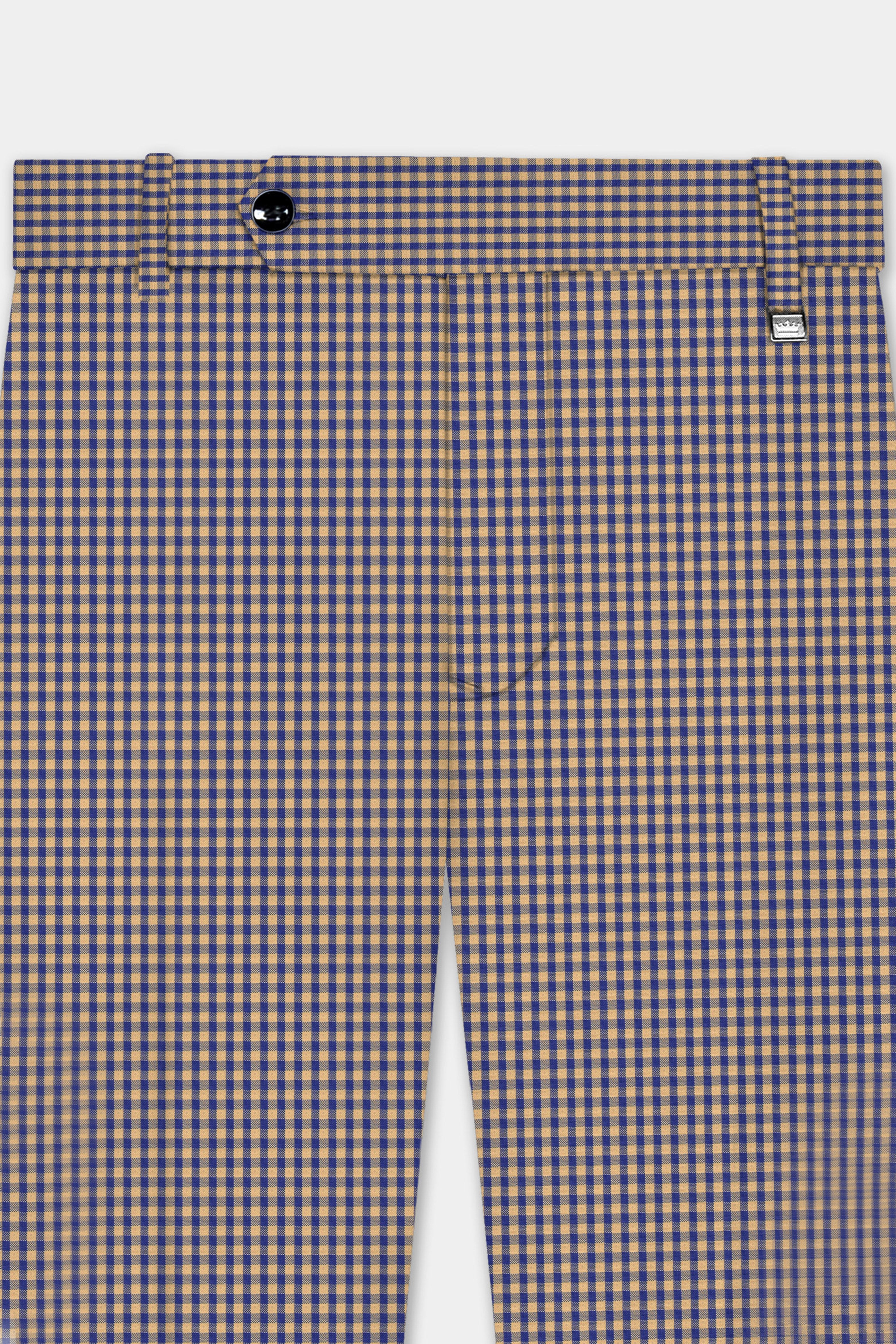 Sierra-Catalina Blue And Tacao Yellow Gingham Plaid Cotton Double Breasted Suit