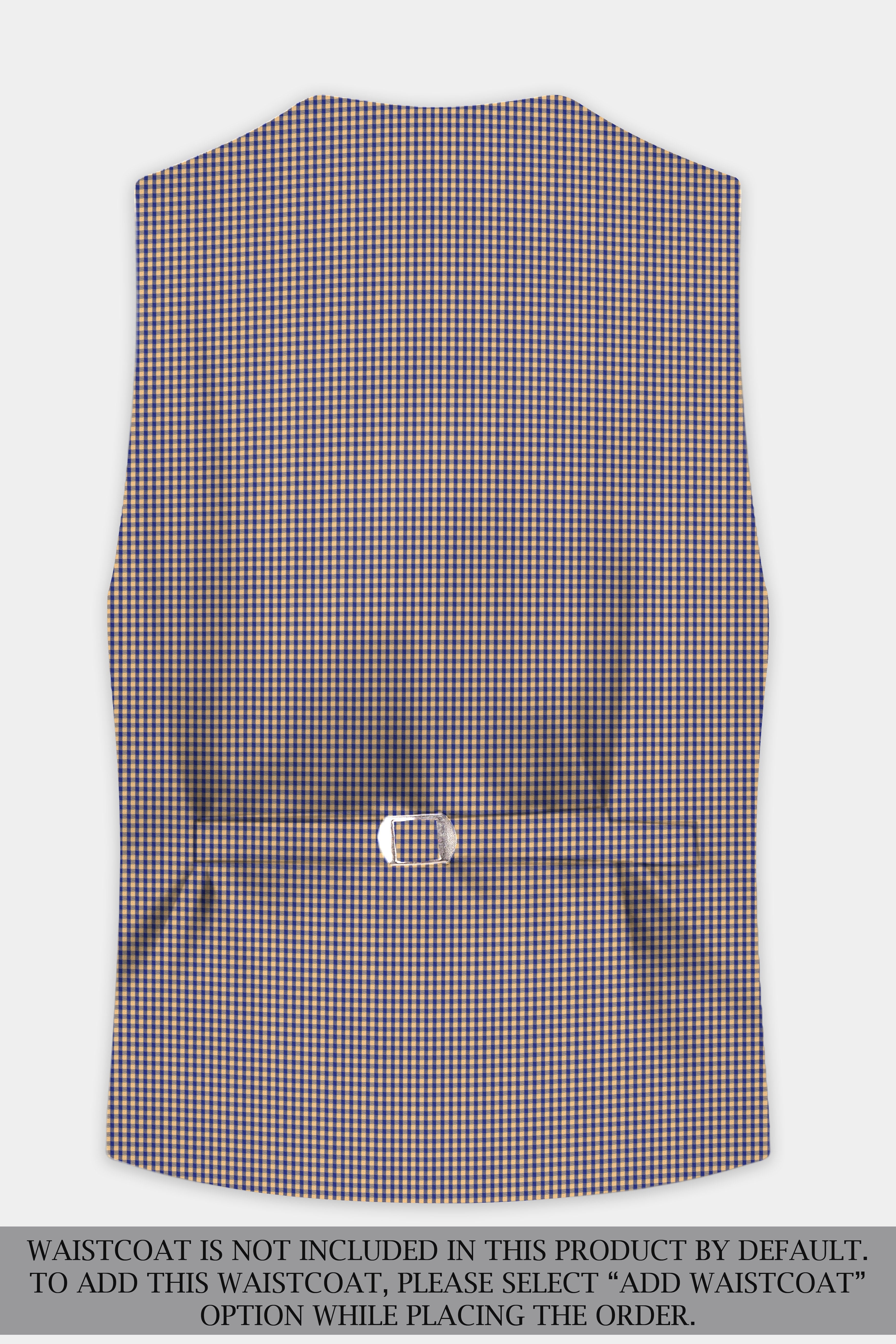 Sierra-Catalina Blue And Tacao Yellow Gingham Plaid Cotton Double Breasted Suit