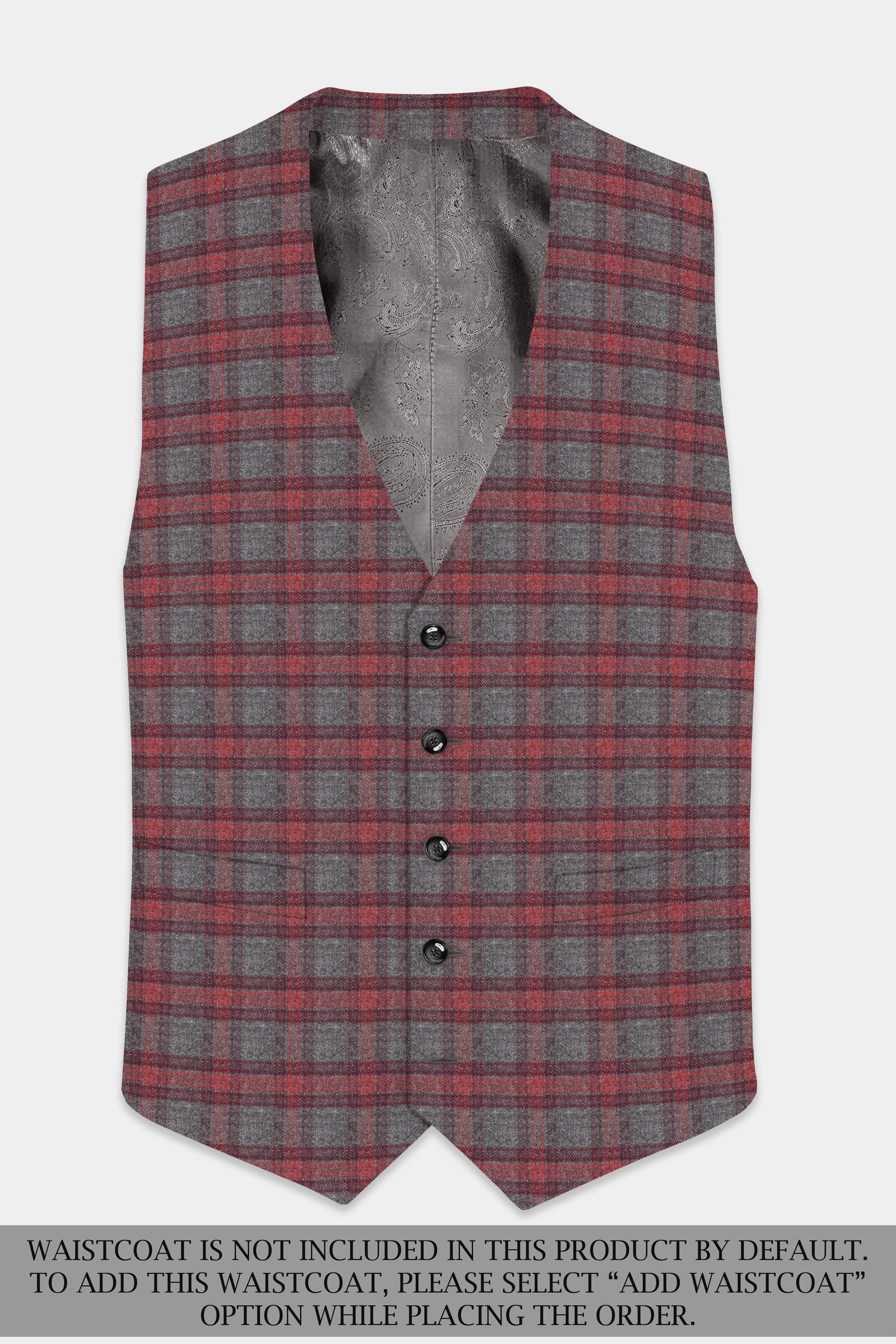 Tuscany-Chicago Gray And Tosca Red Plaid Tweed Single Breasted Suit