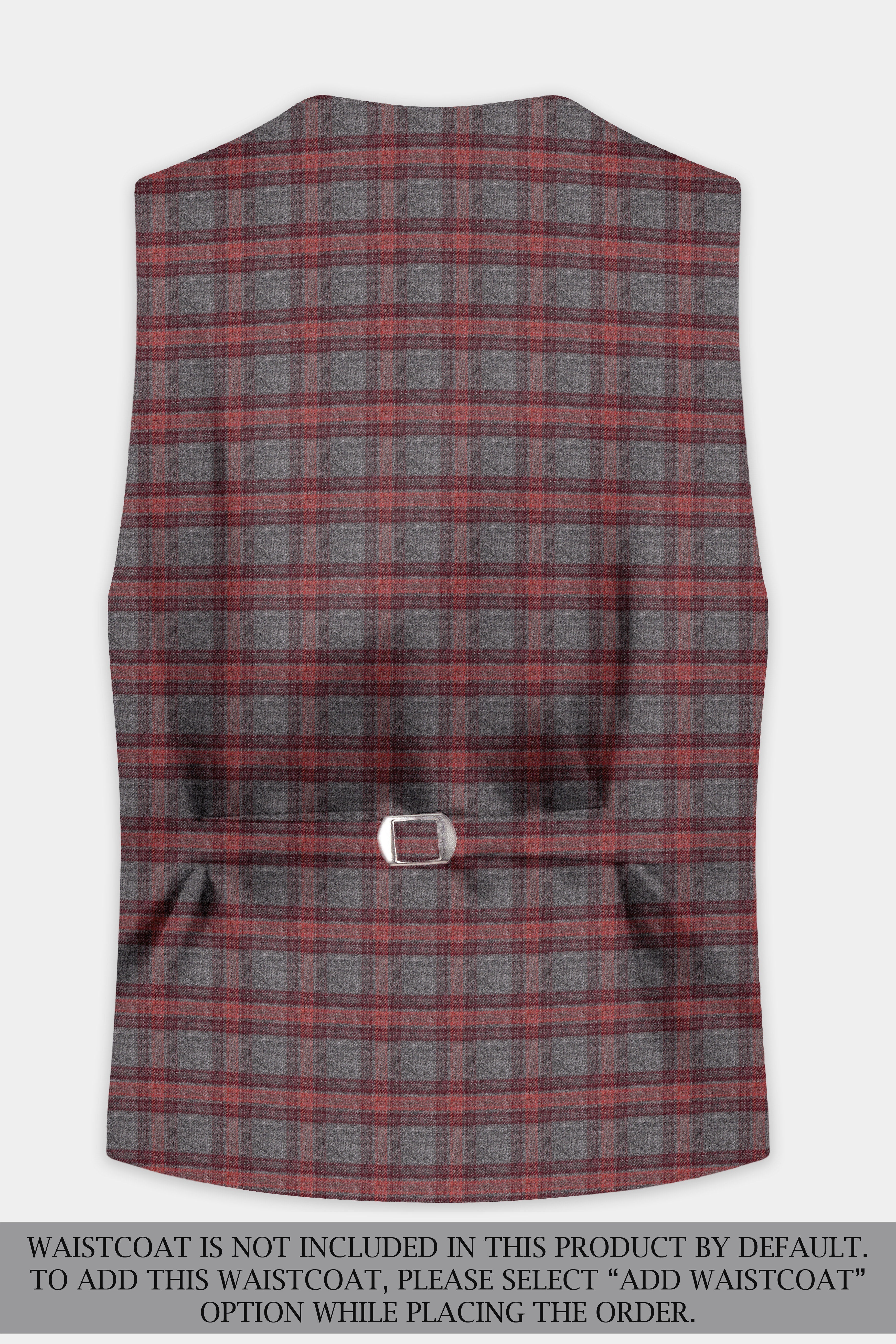 Tuscany-Chicago Gray And Tosca Red Plaid Tweed Single Breasted Suit