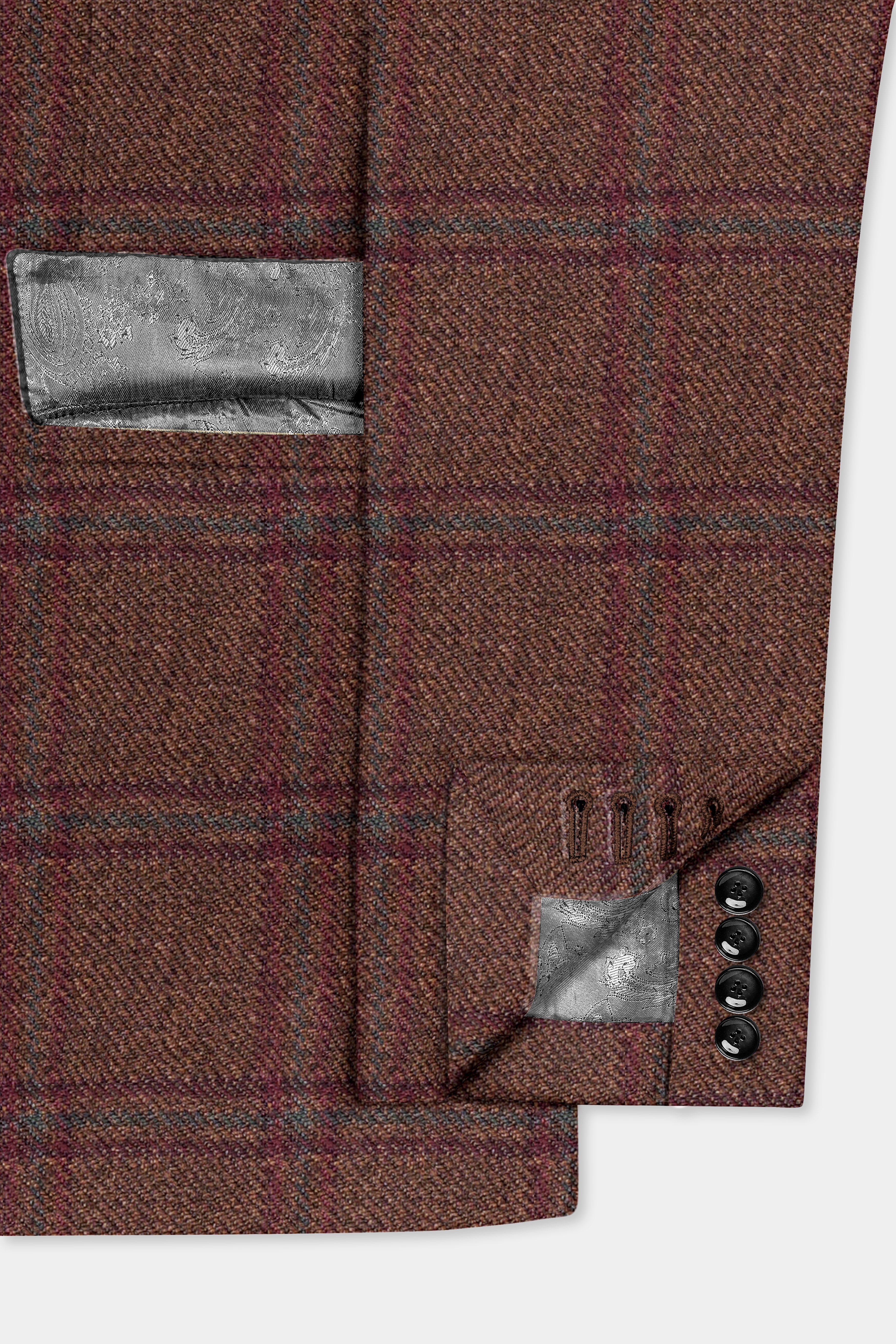 Harris-Derby Brown Plaid Tweed Double Breasted Suit