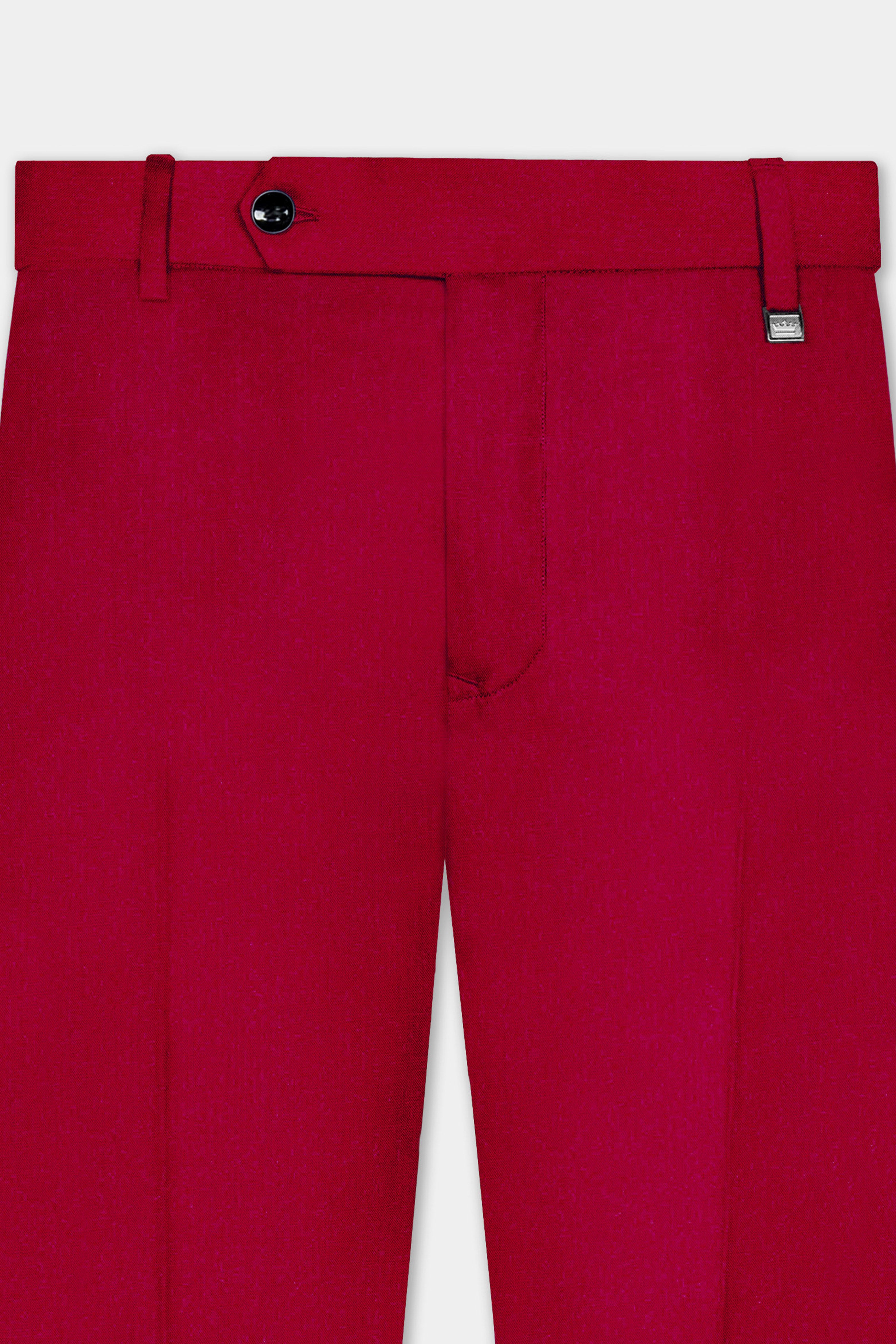 Vermilion-Chili Red Solid Wool Rich Bandhgala Suit