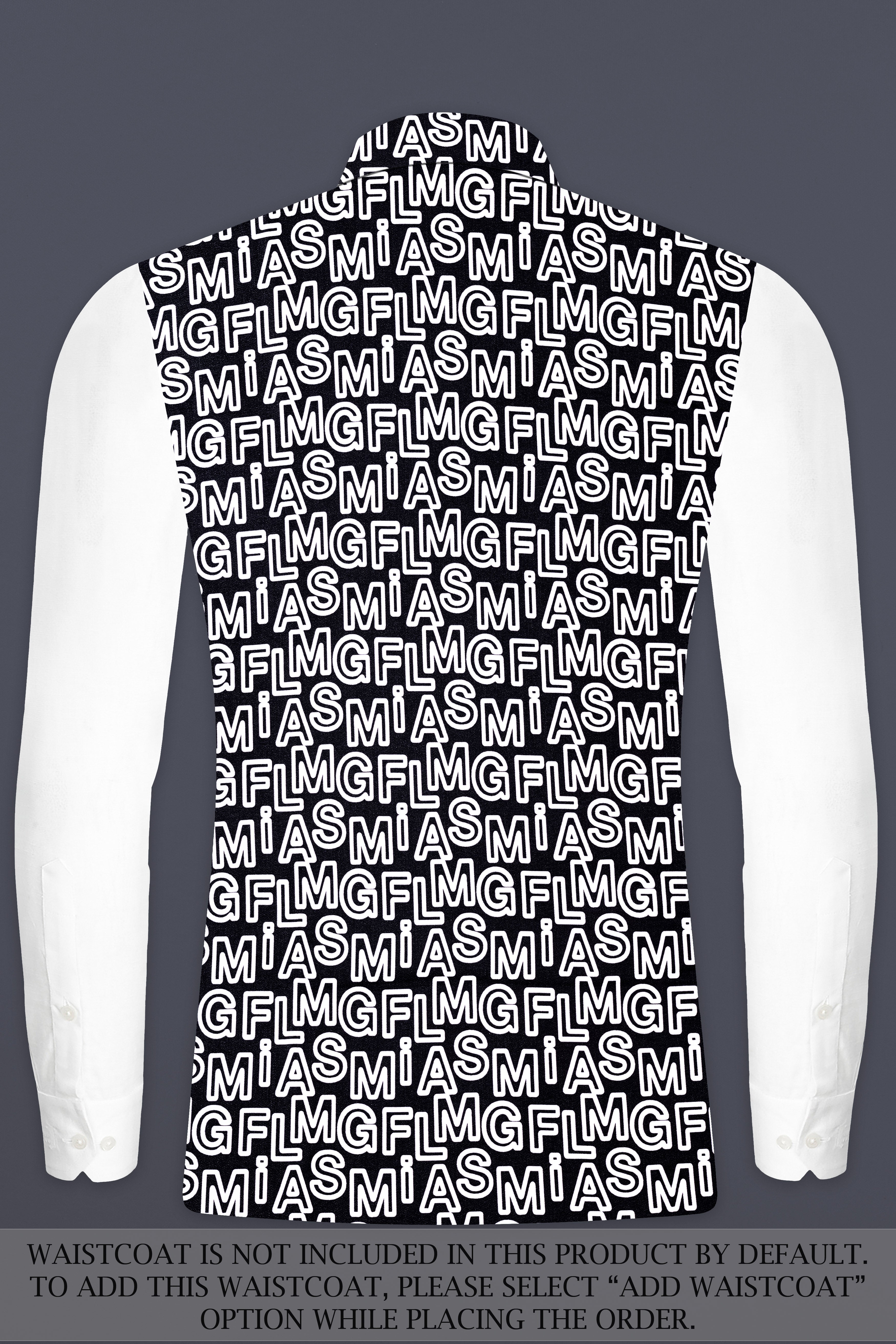 Jaguar Black And Bright White Alphabets Printed Premium Cotton Designer Bandhgala Suit