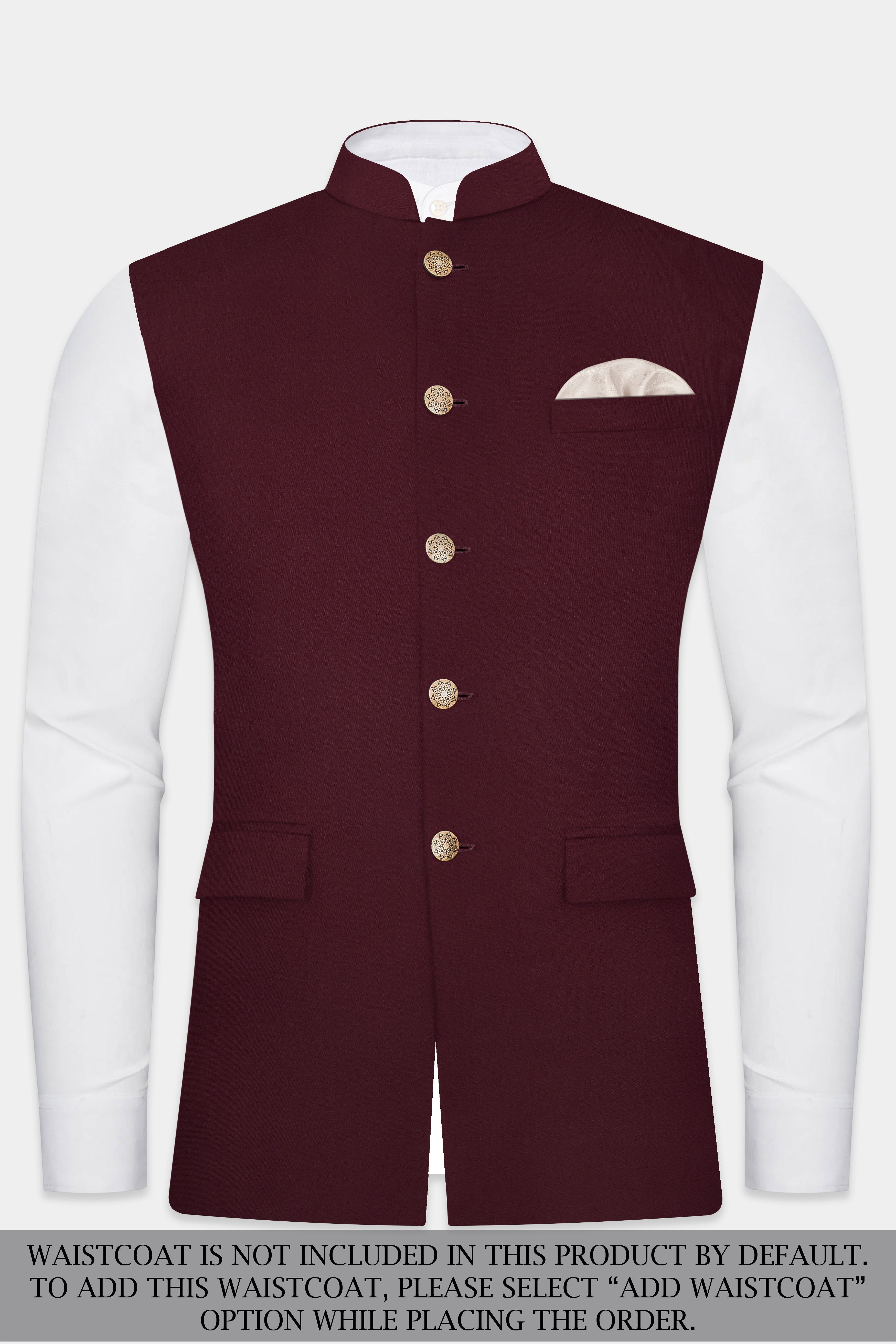 SepiaElite-Tamarind Brown Solid Wool Rich Bandhgala Suit