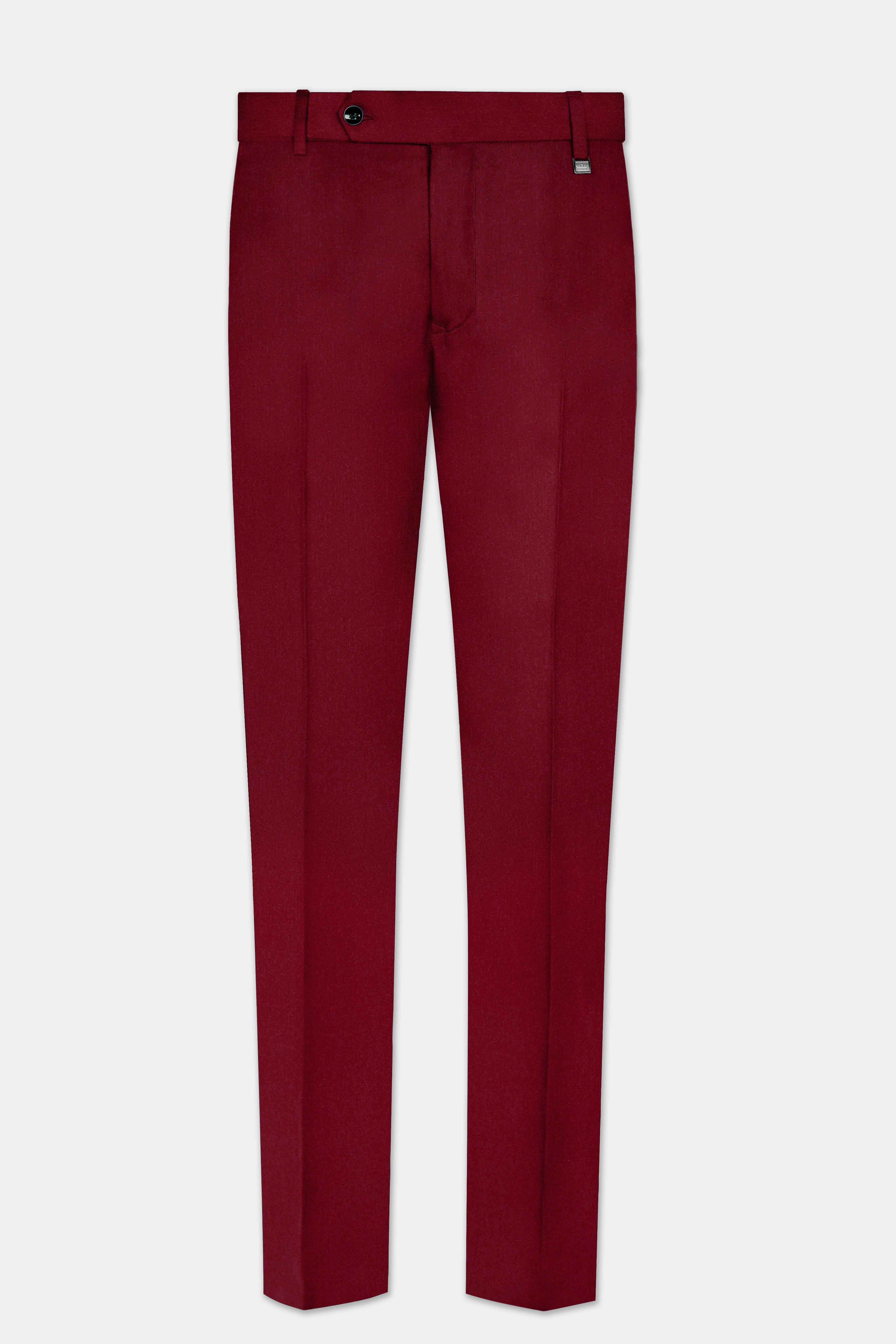 CrimsonAce-Cherry Red Solid Wool Rich Tuxedo Suit