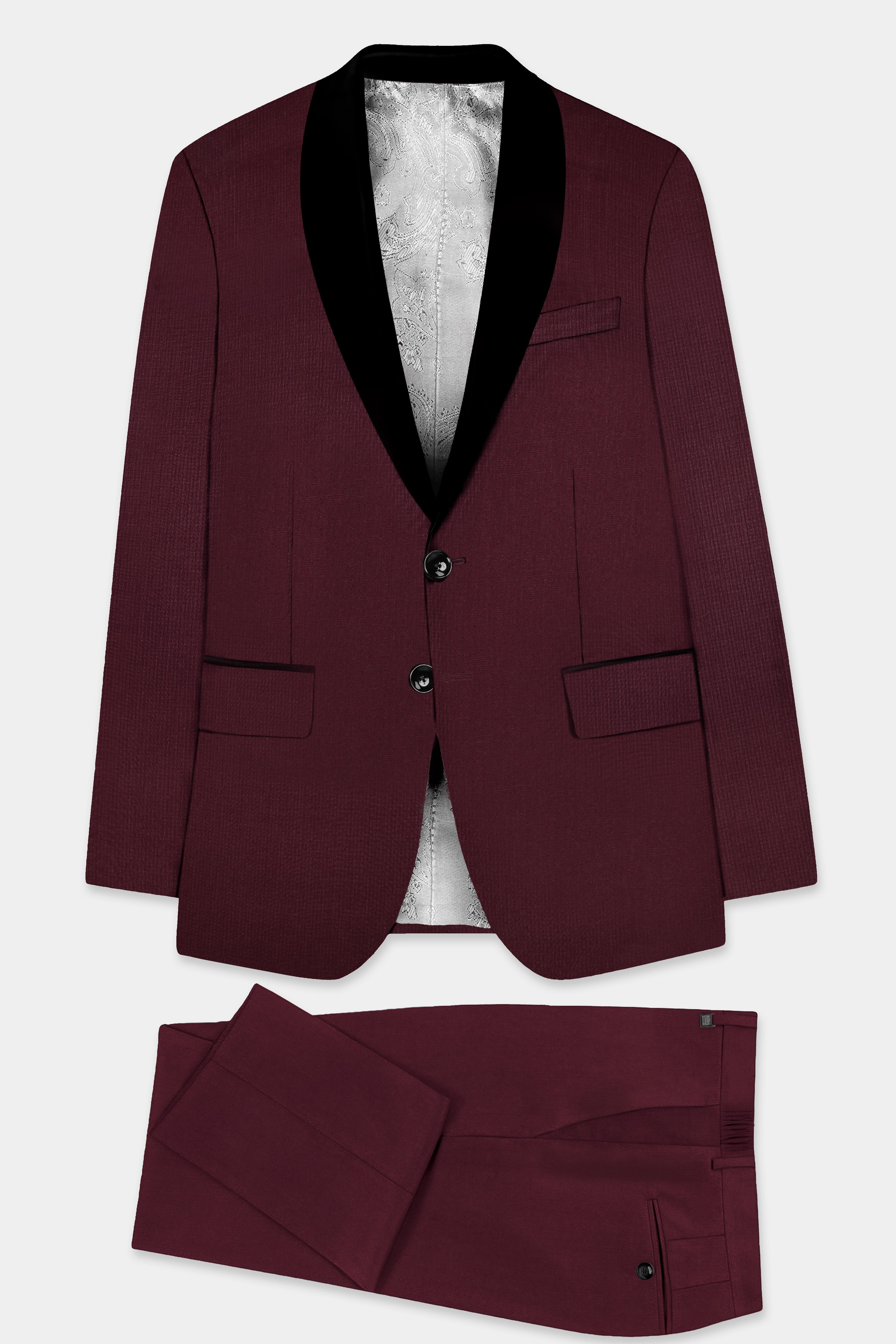 SepiaElite-Tamarind Brown Solid Wool Rich Tuxedo Slight Stretch Suit