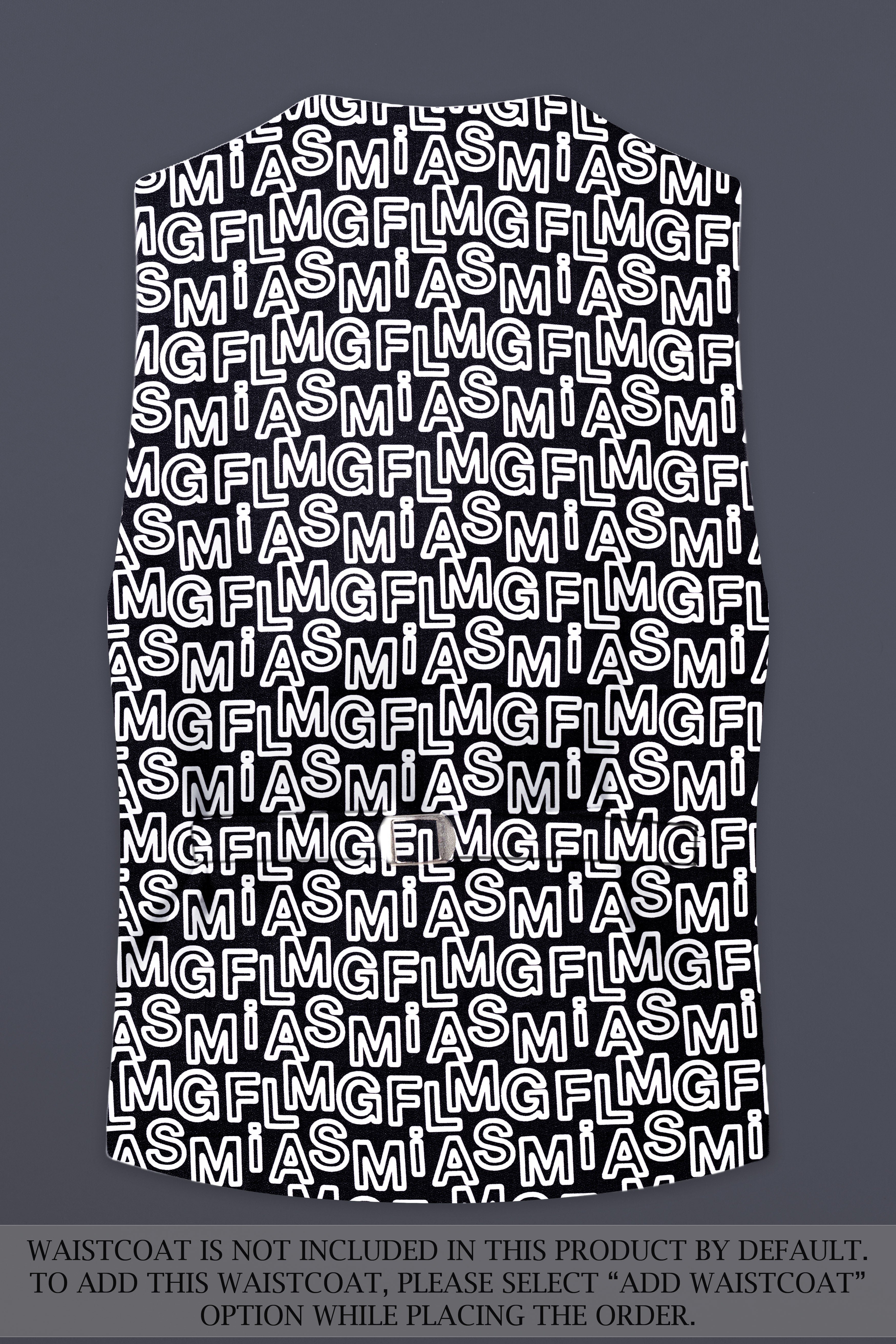 Jaguar Black And Bright White Alphabets Printed Premium Cotton Designer Double Breasted Suit