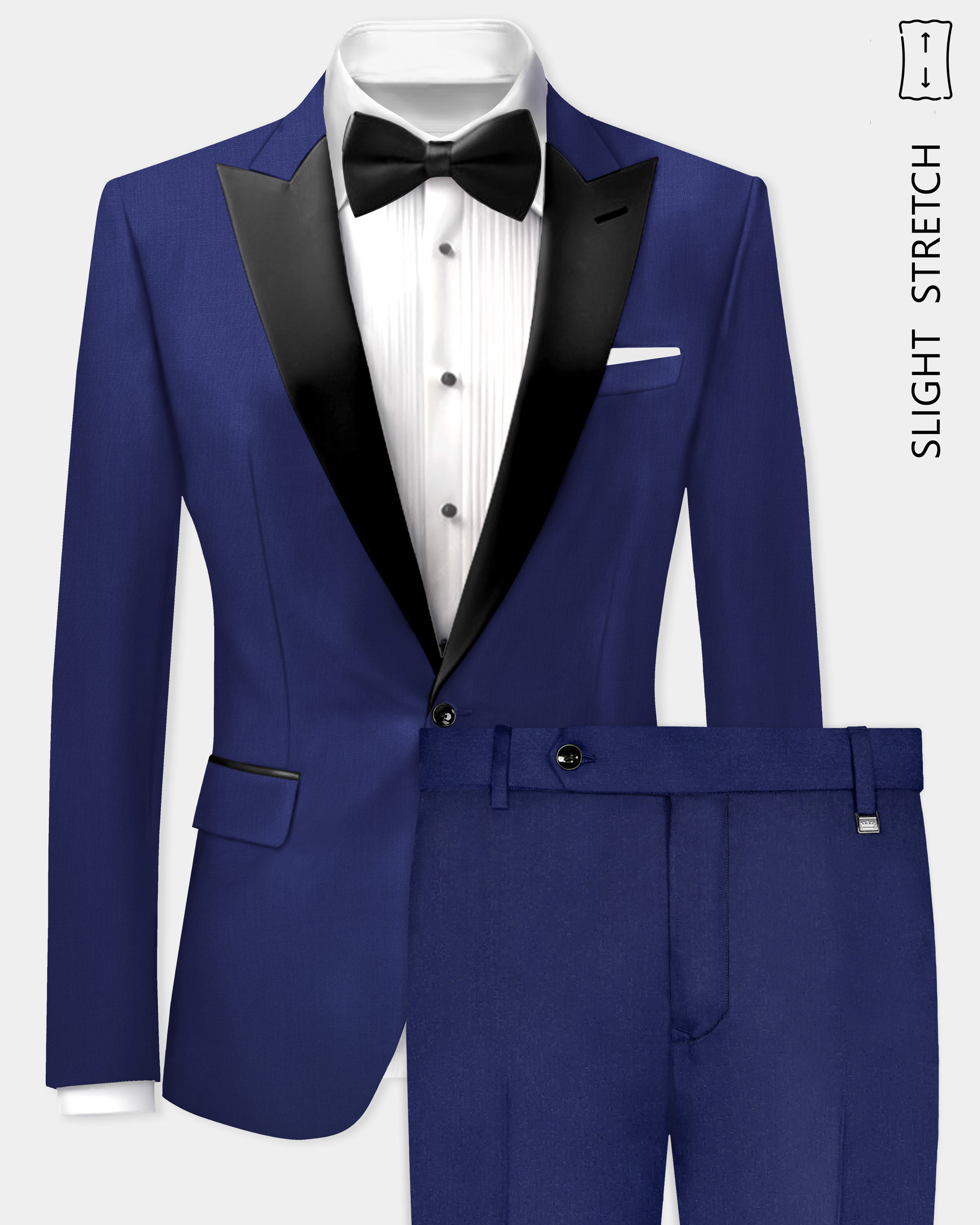 Celestia-Blue Solid Premium Wool Blend Tuxedo-Suit for