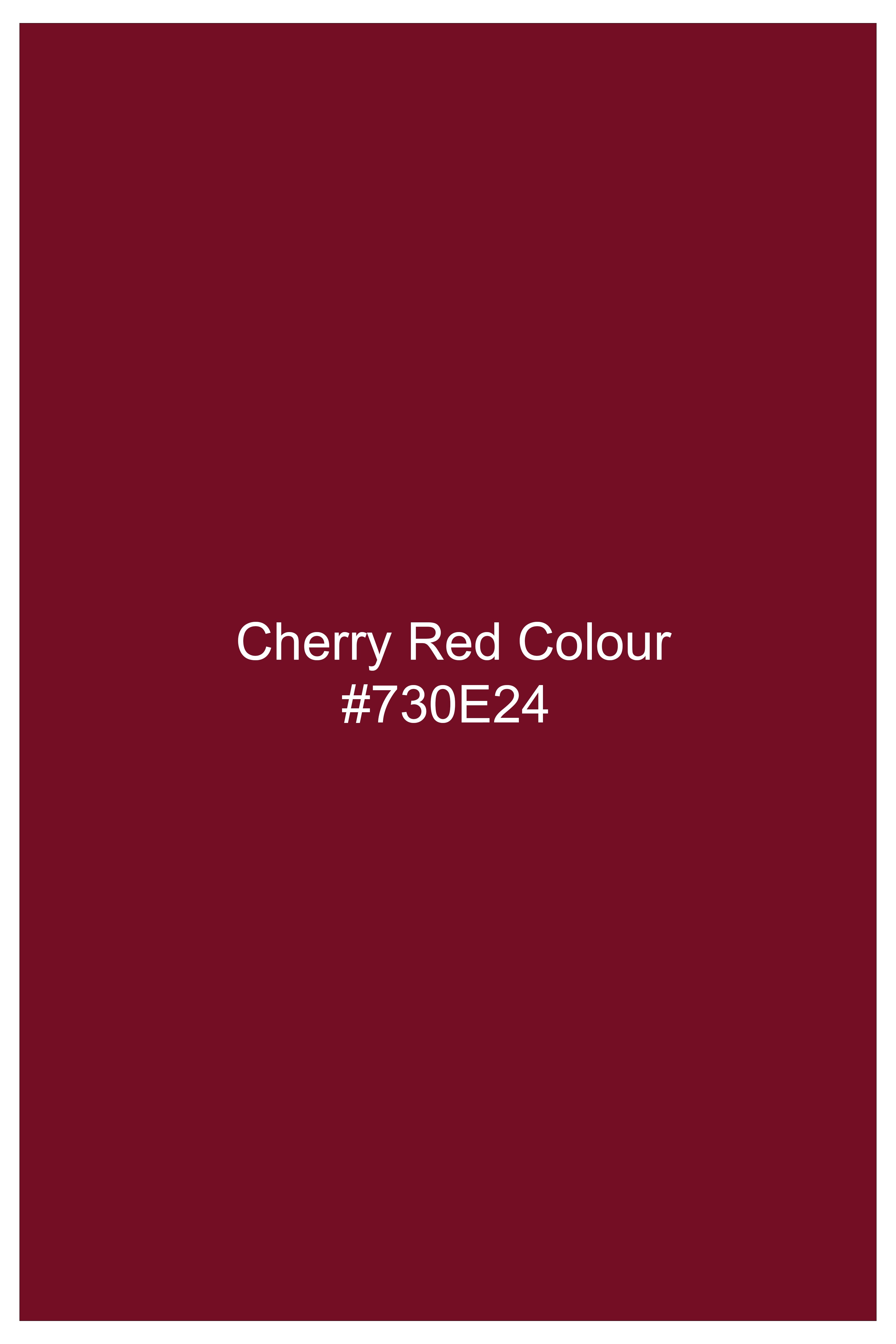 CrimsonAce-Cherry Red Solid Wool Rich Peak Lapel Tuxedo Slight Stretch Suit