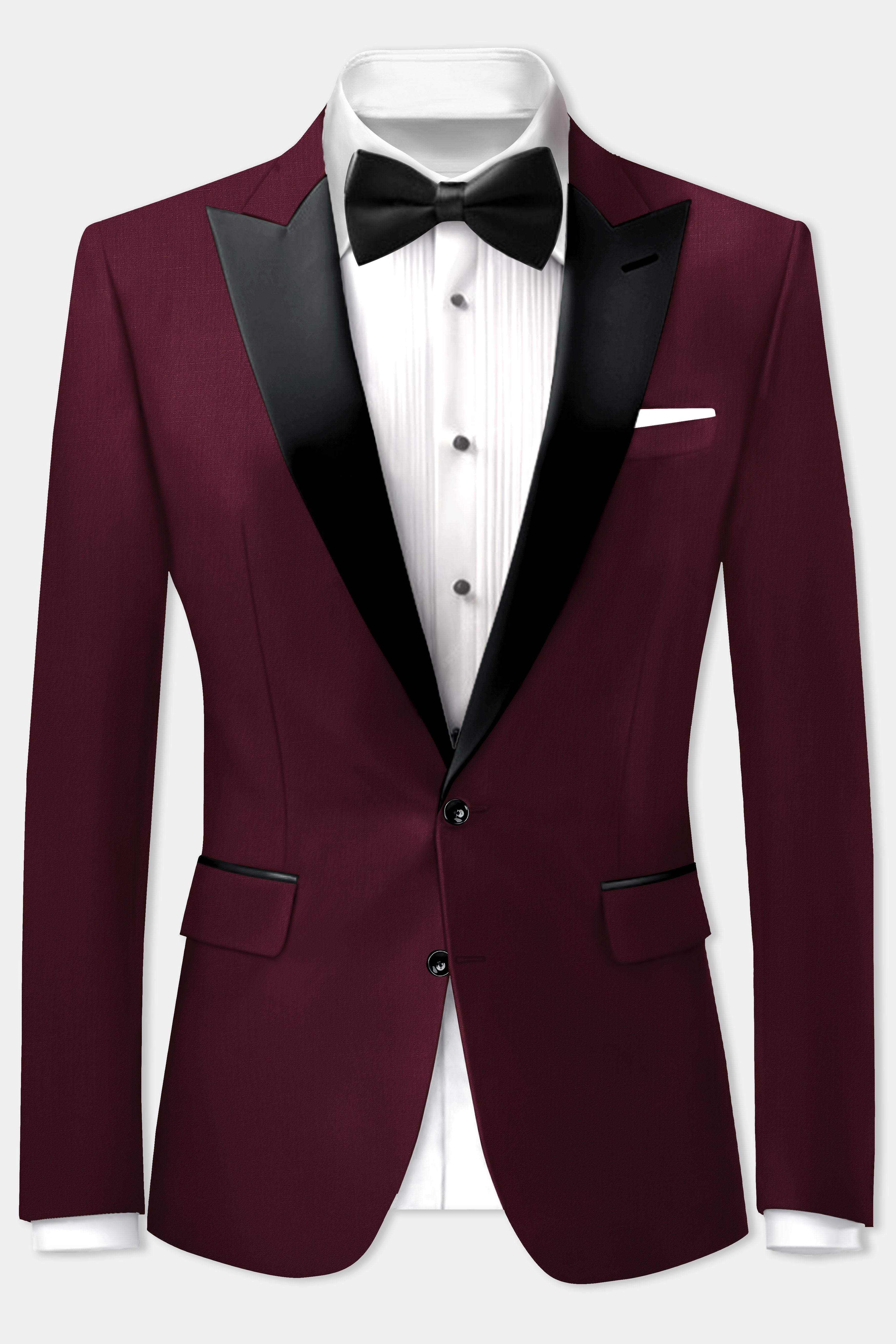 SepiaElite-Tamarind Brown Solid Wool Rich Peak Lapel Tuxedo Suit