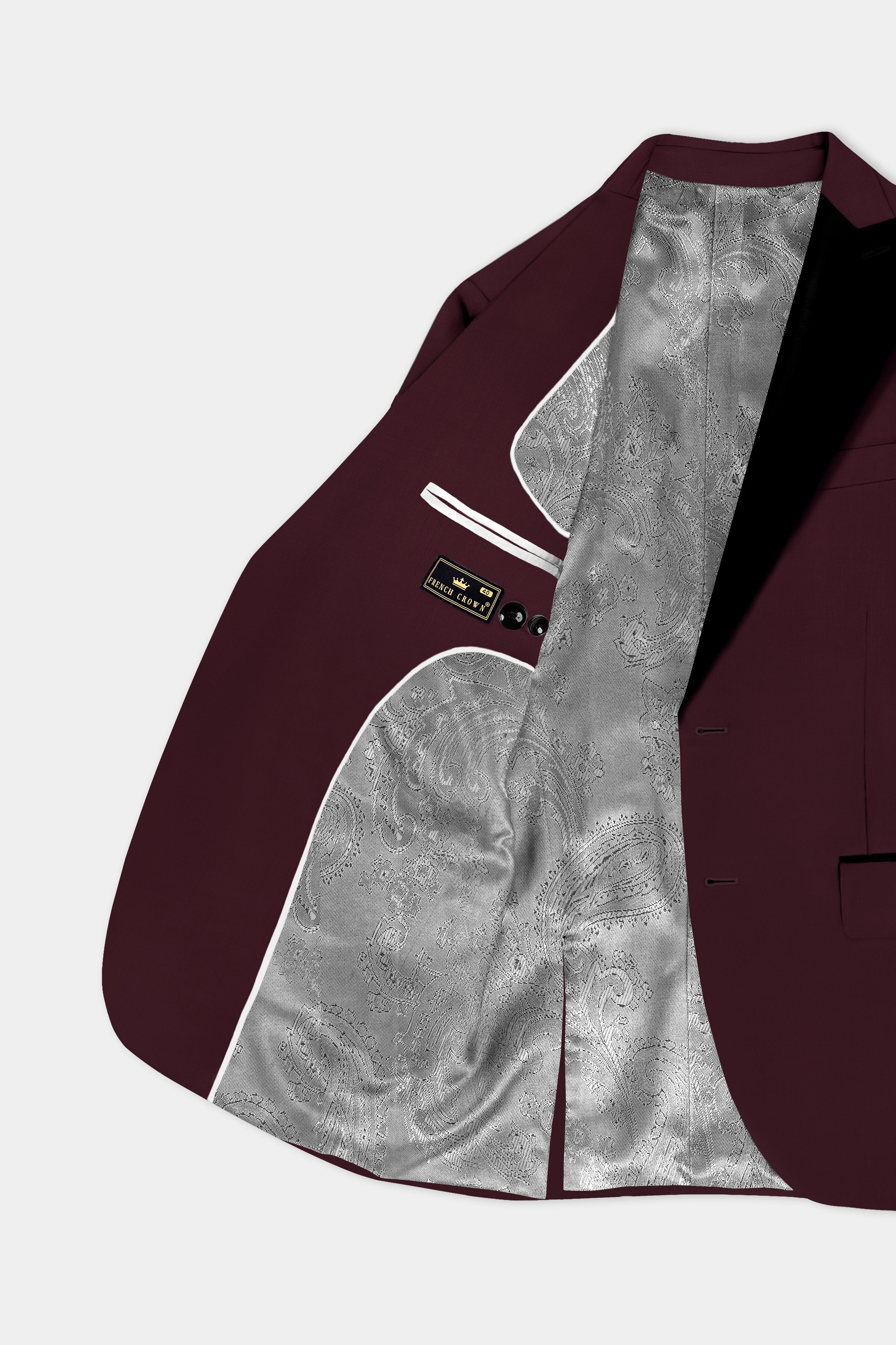 SepiaElite-Tamarind Brown Solid Wool Rich Peak Lapel Tuxedo Slight Stretch Suit