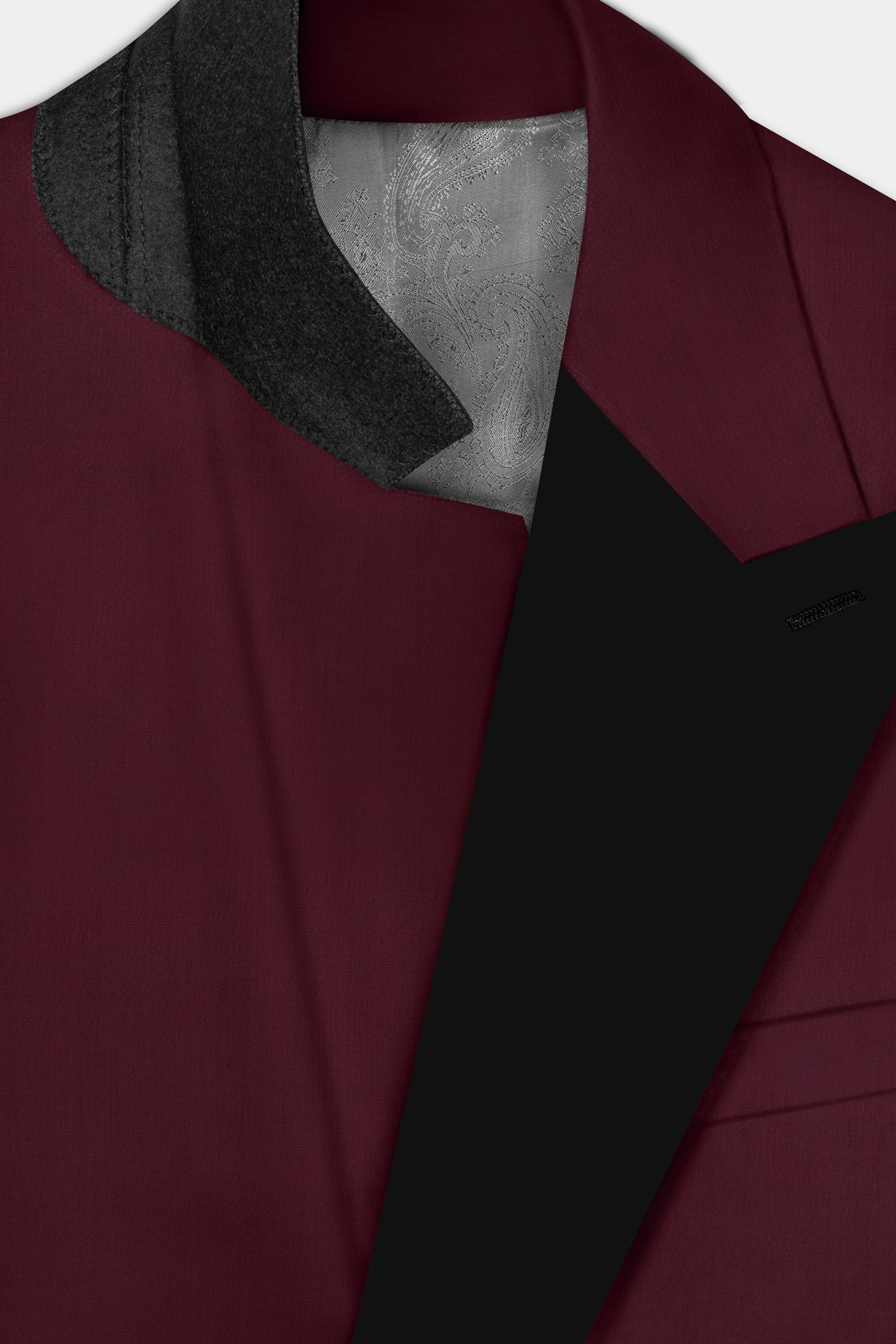SepiaElite-Tamarind Brown Solid Wool Rich Peak Lapel Tuxedo Slight Stretch Suit