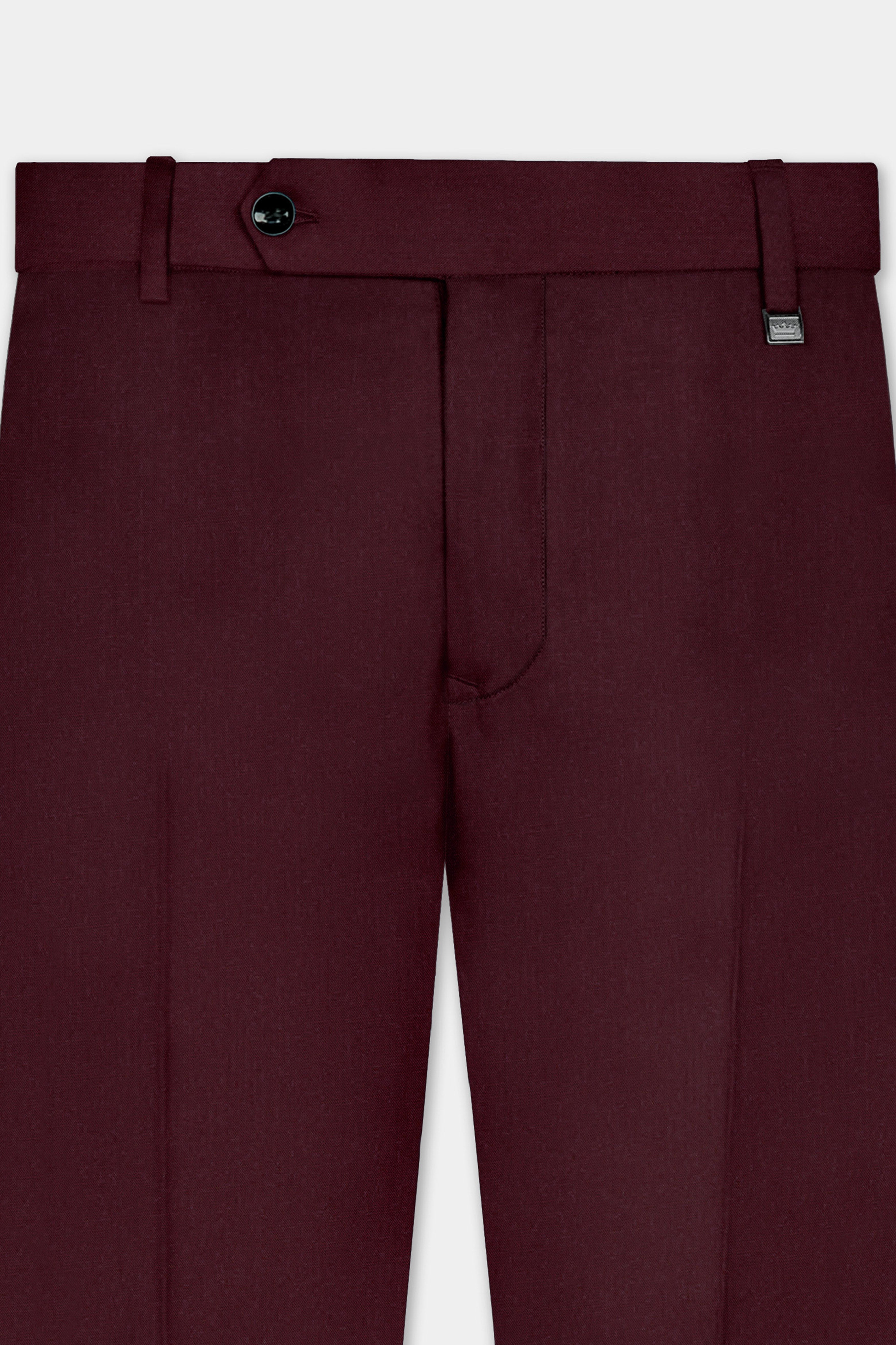SepiaElite-Tamarind Brown Solid Wool Rich Cross Placket Bandhgala Slight Stretch Suit
