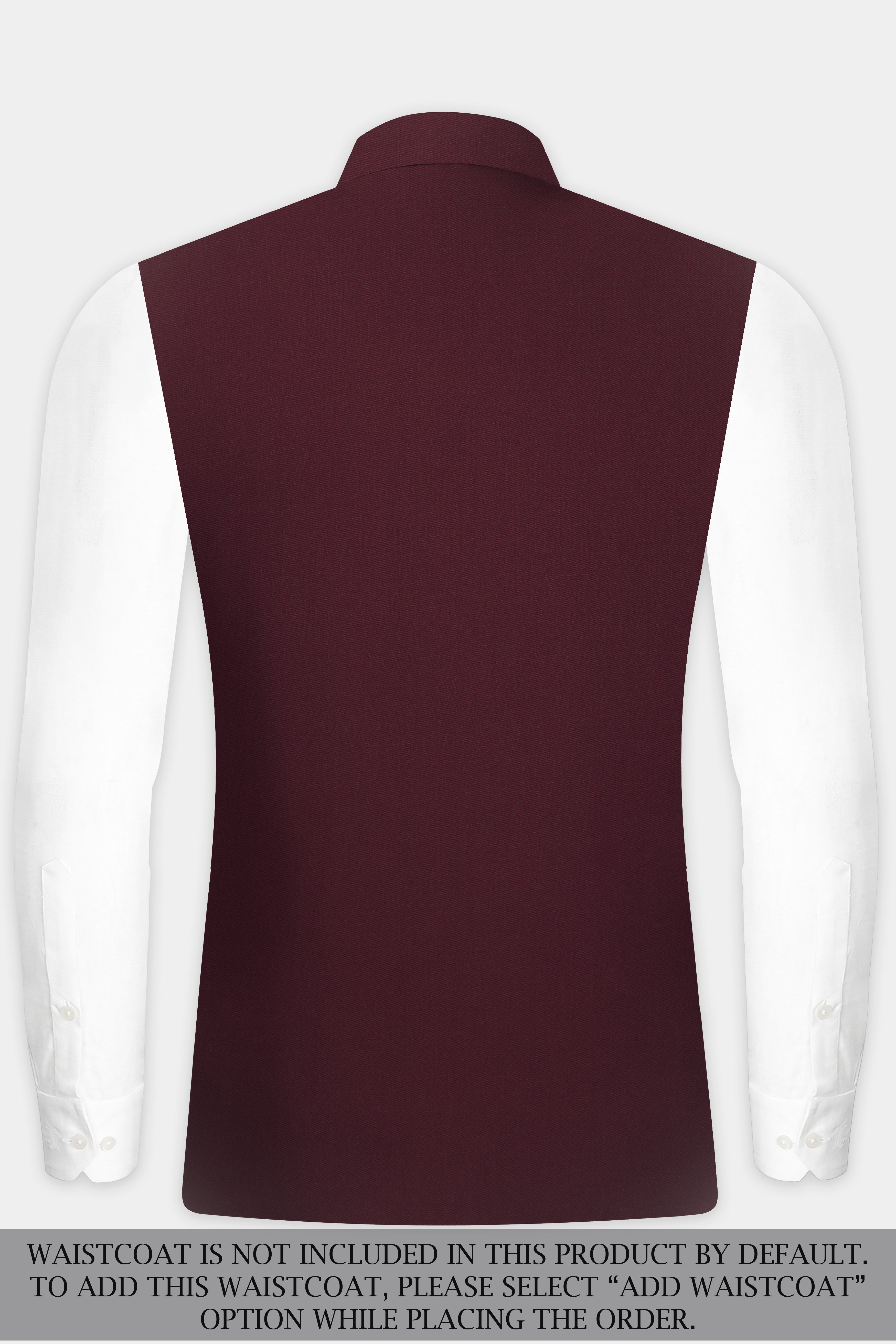 SepiaElite-Tamarind Brown Solid Wool Rich Cross Placket Bandhgala Slight Stretch Suit