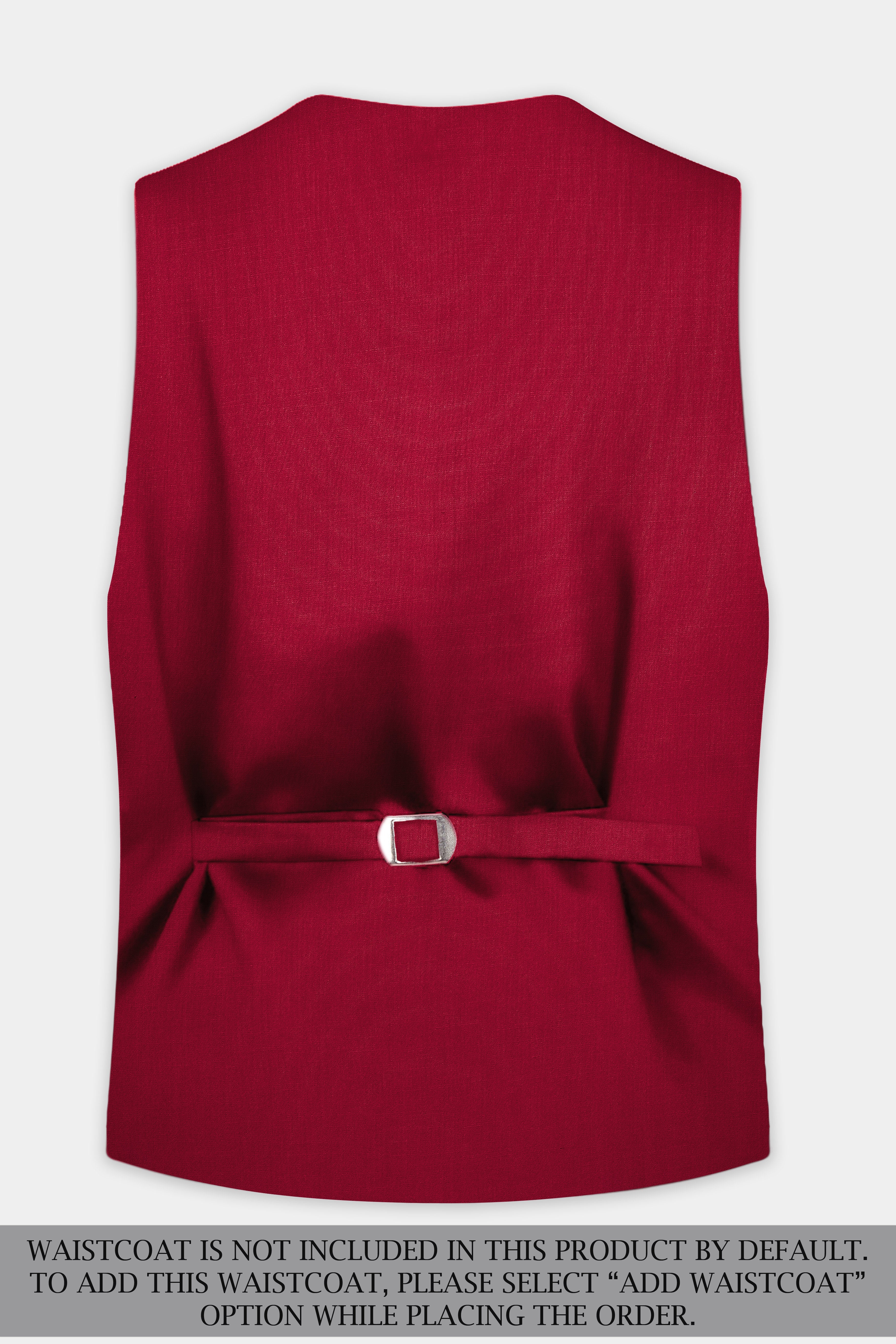 Vermilion-Chili Red Solid Wool Rich Double Breasted Slight Stretch Suit