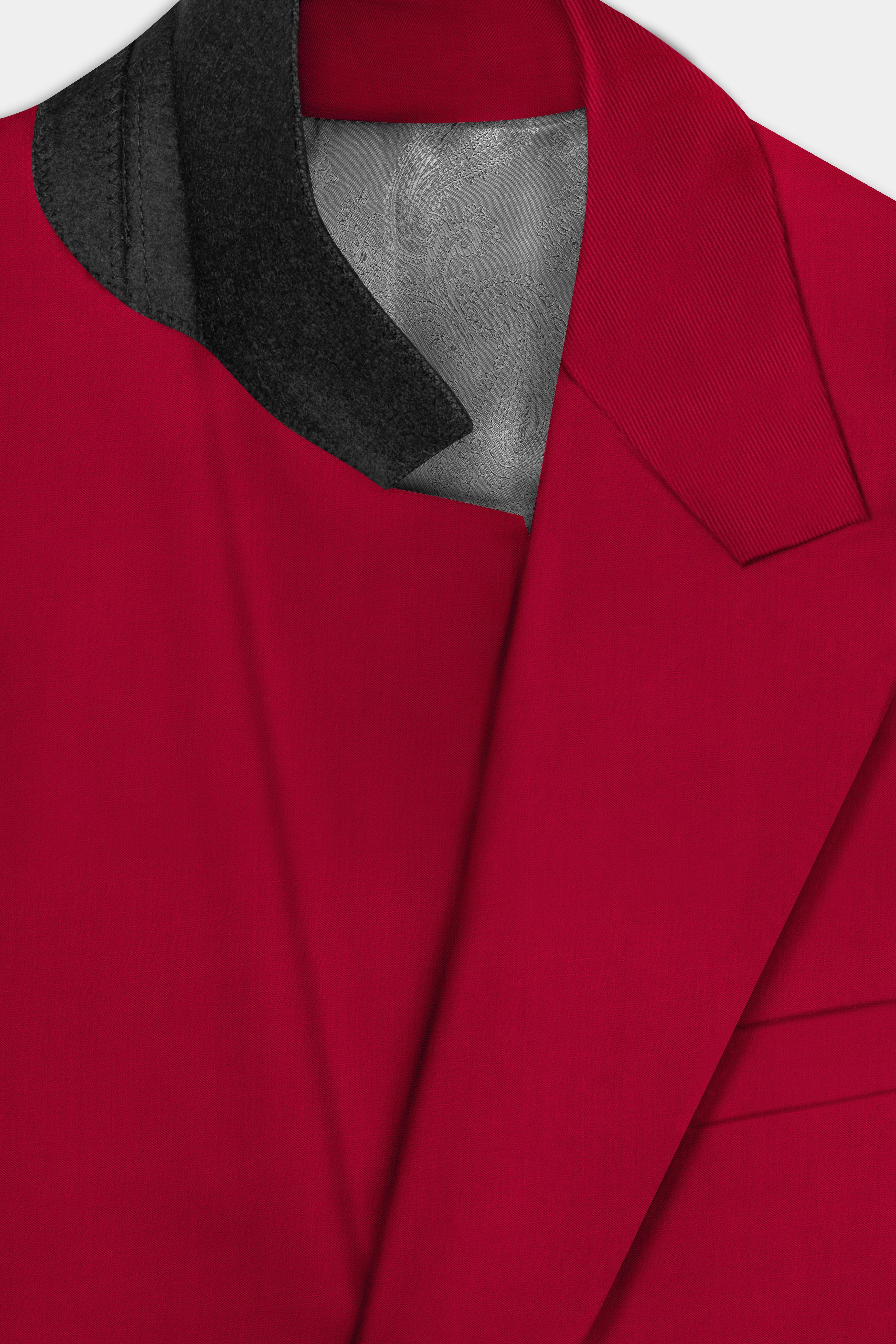 Vermilion-Chili Red Solid Wool Rich Double Breasted Slight Stretch Suit