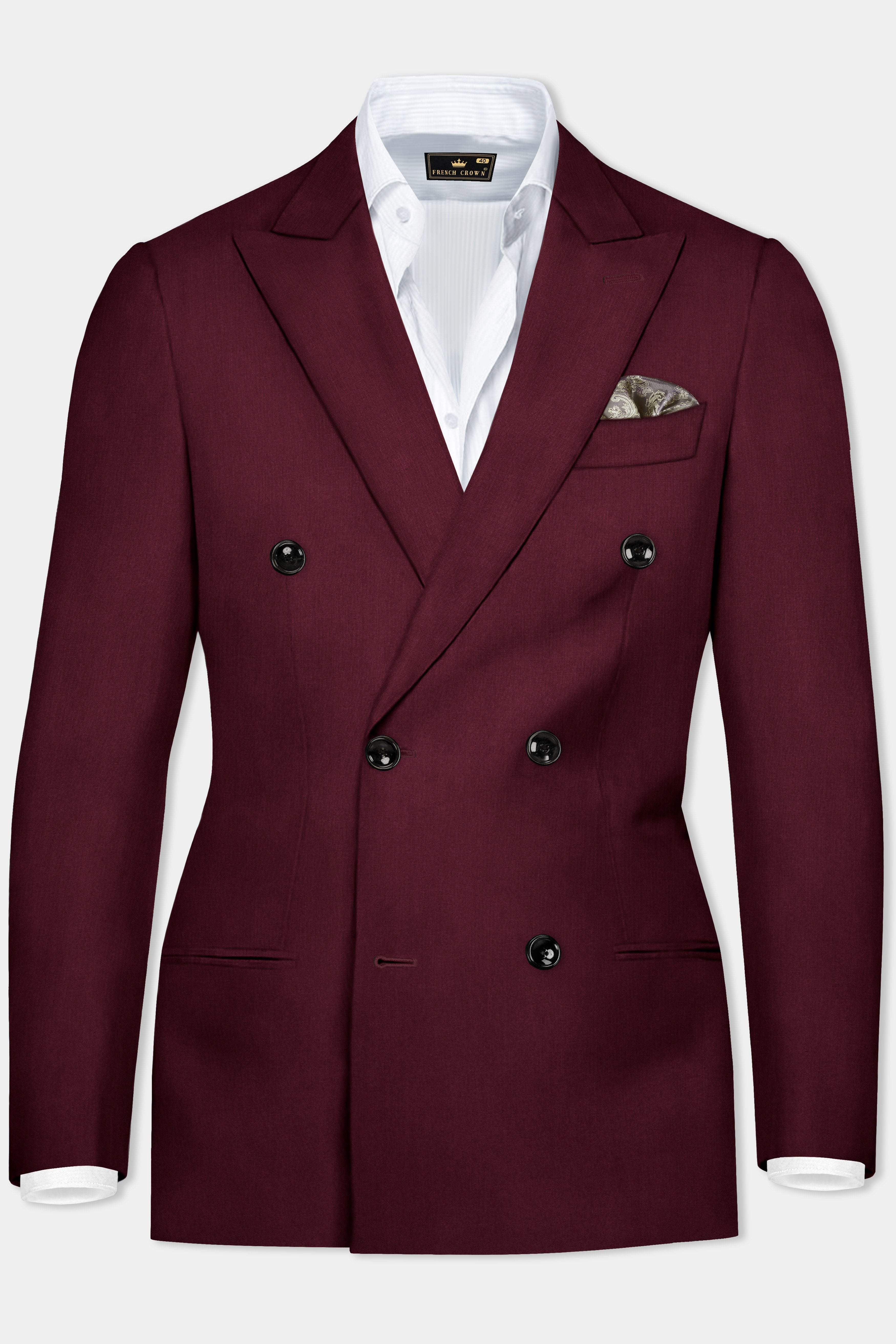 Merlot-Wine Berry Solid Wool Rich Double Breasted Suit