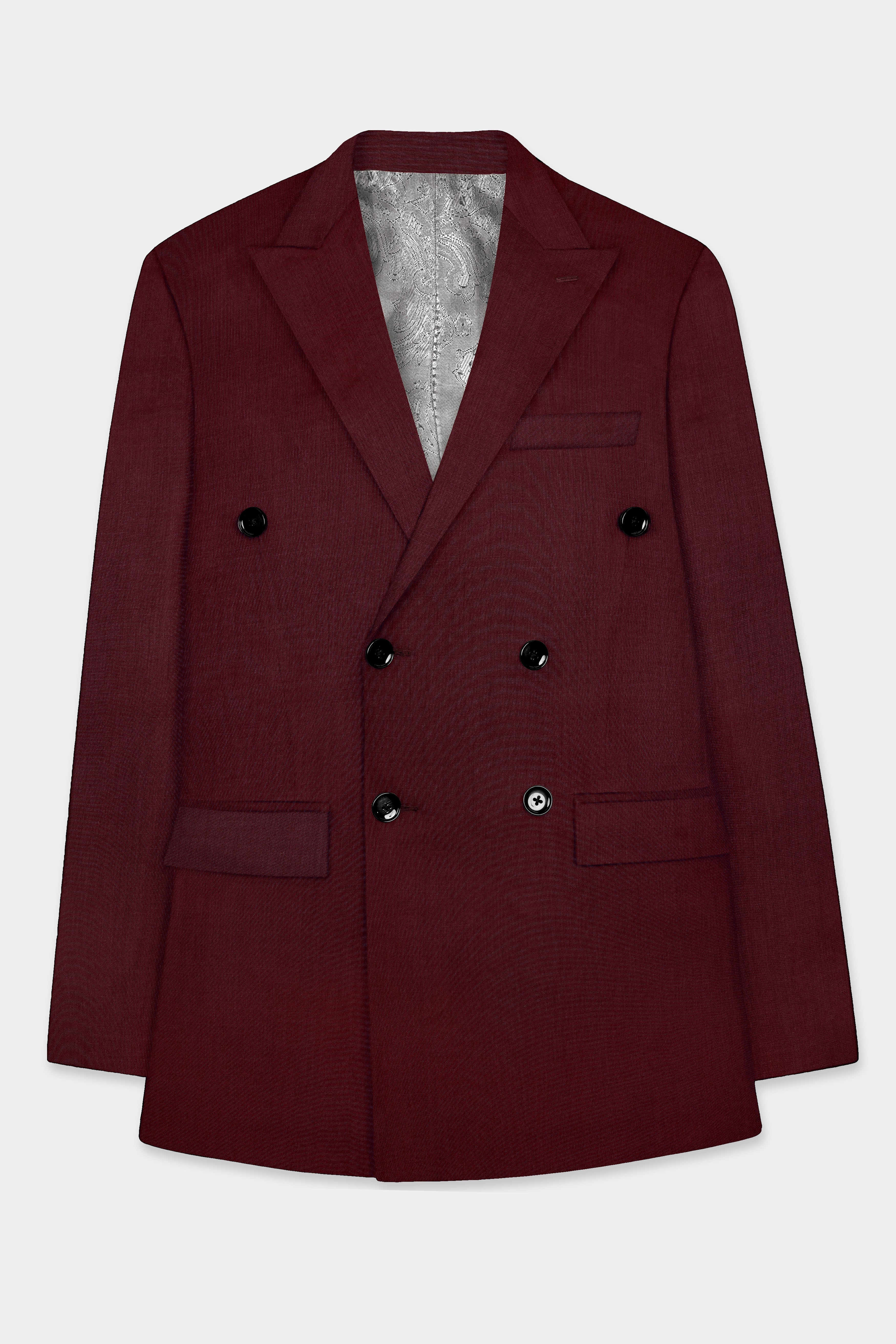 Merlot-Wine Berry Solid Wool Rich Double Breasted Suit