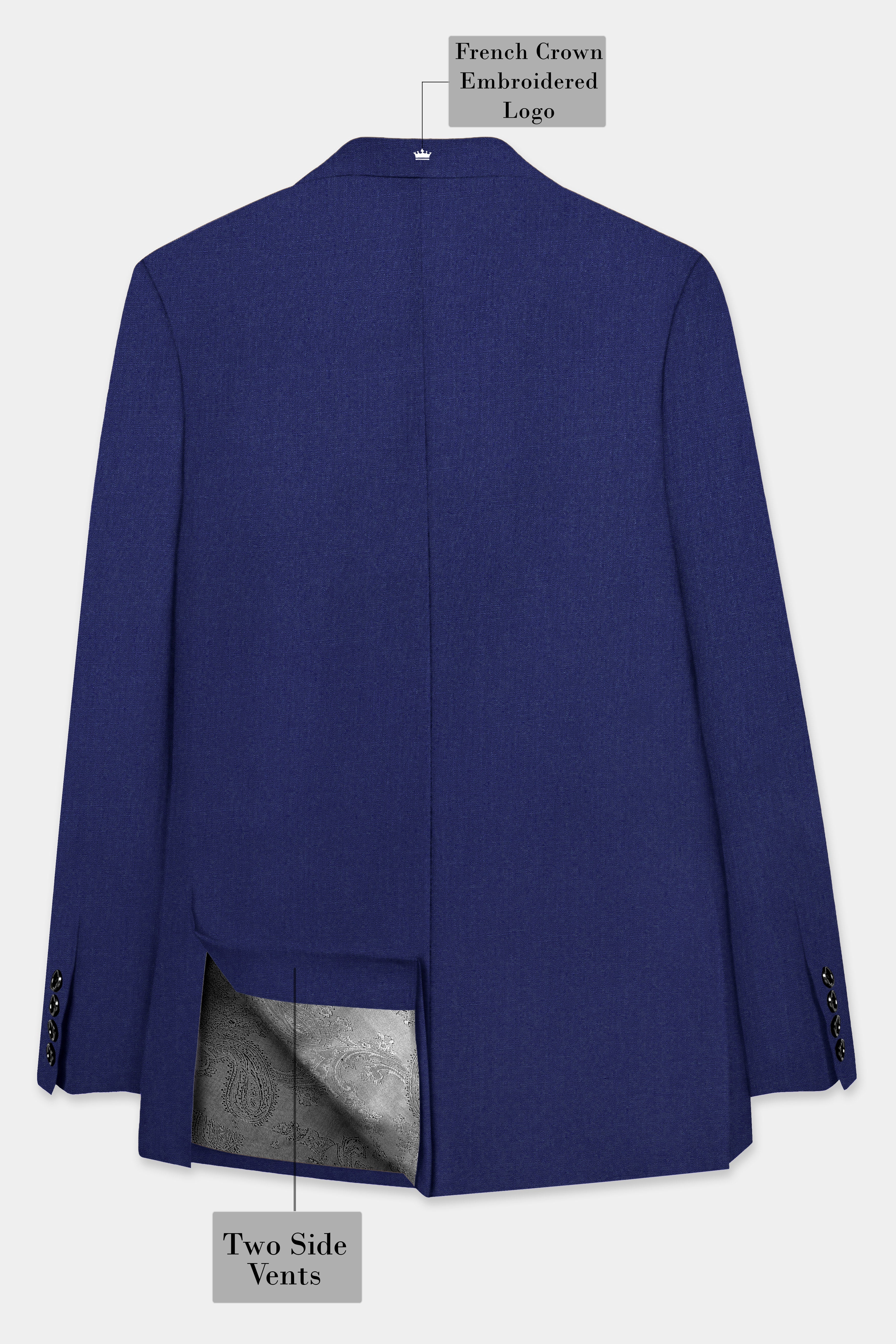 Celestia-Blue Solid Wool Rich Double Breasted Slight Stretch Suit