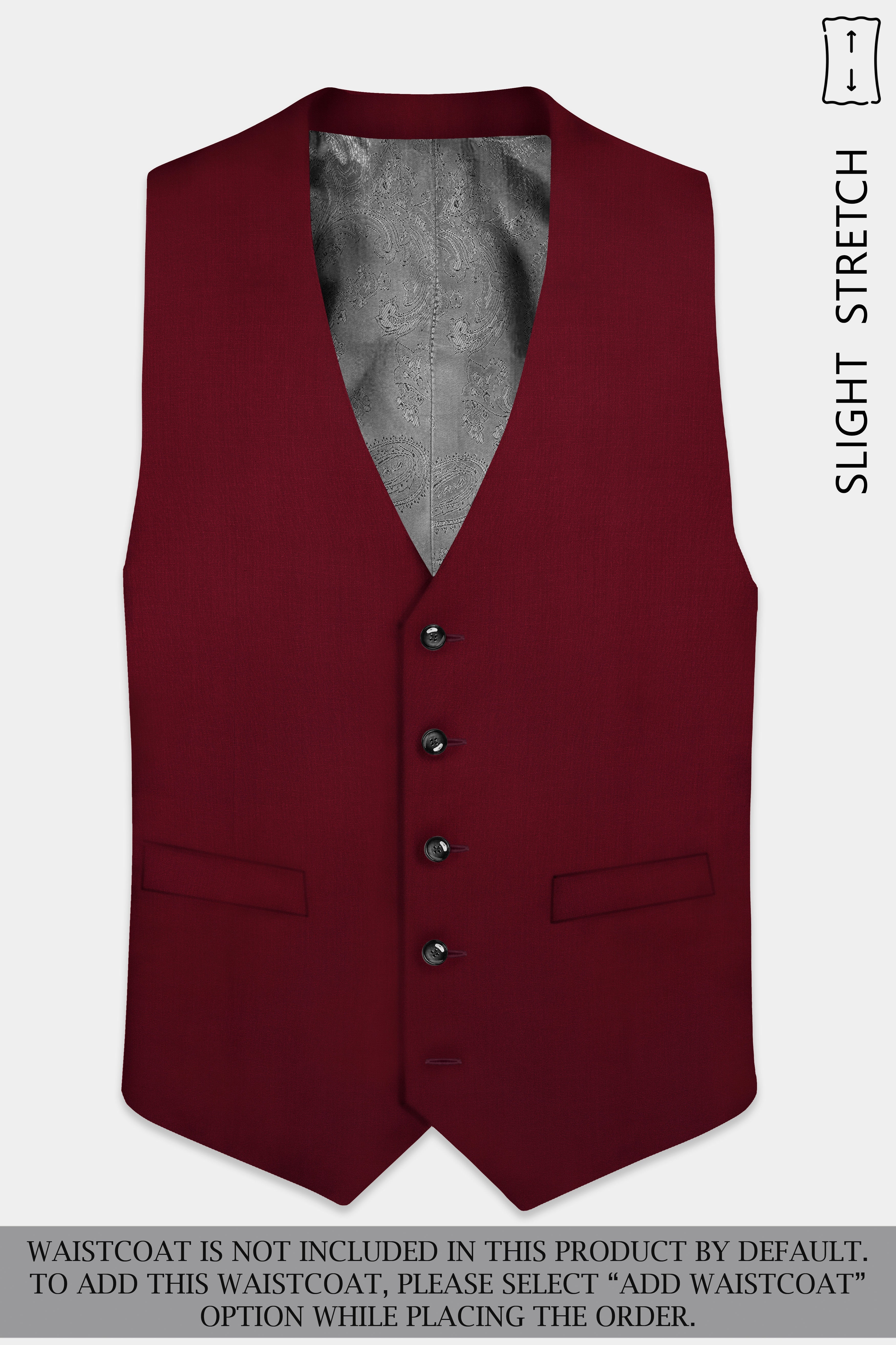 CrimsonAce-Cherry Red Solid Wool Rich Double Breasted Slight Stretch Suit