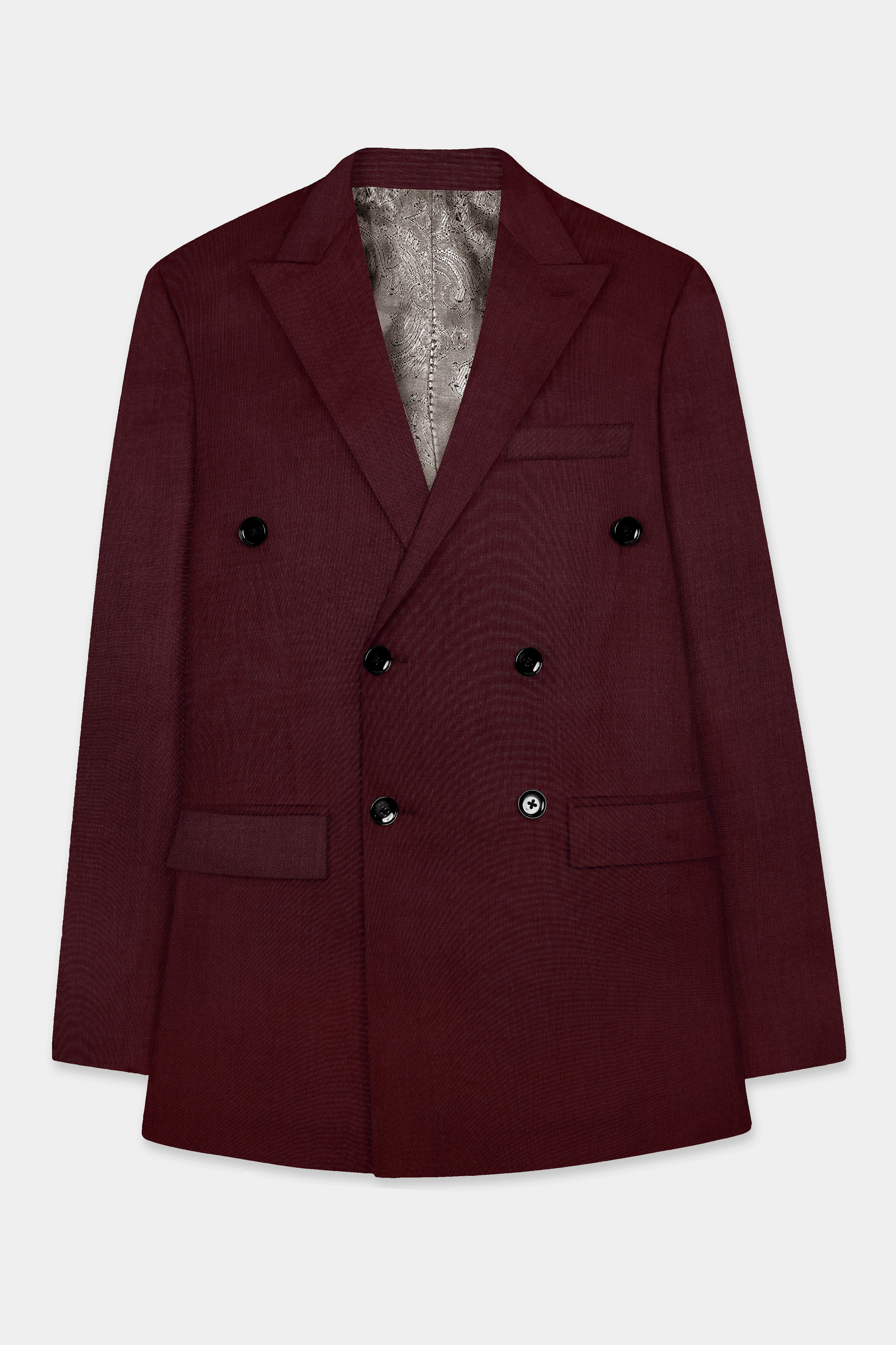 SepiaElite-Tamarind Brown Solid Wool Rich Double Breasted Slight Stretch Suit