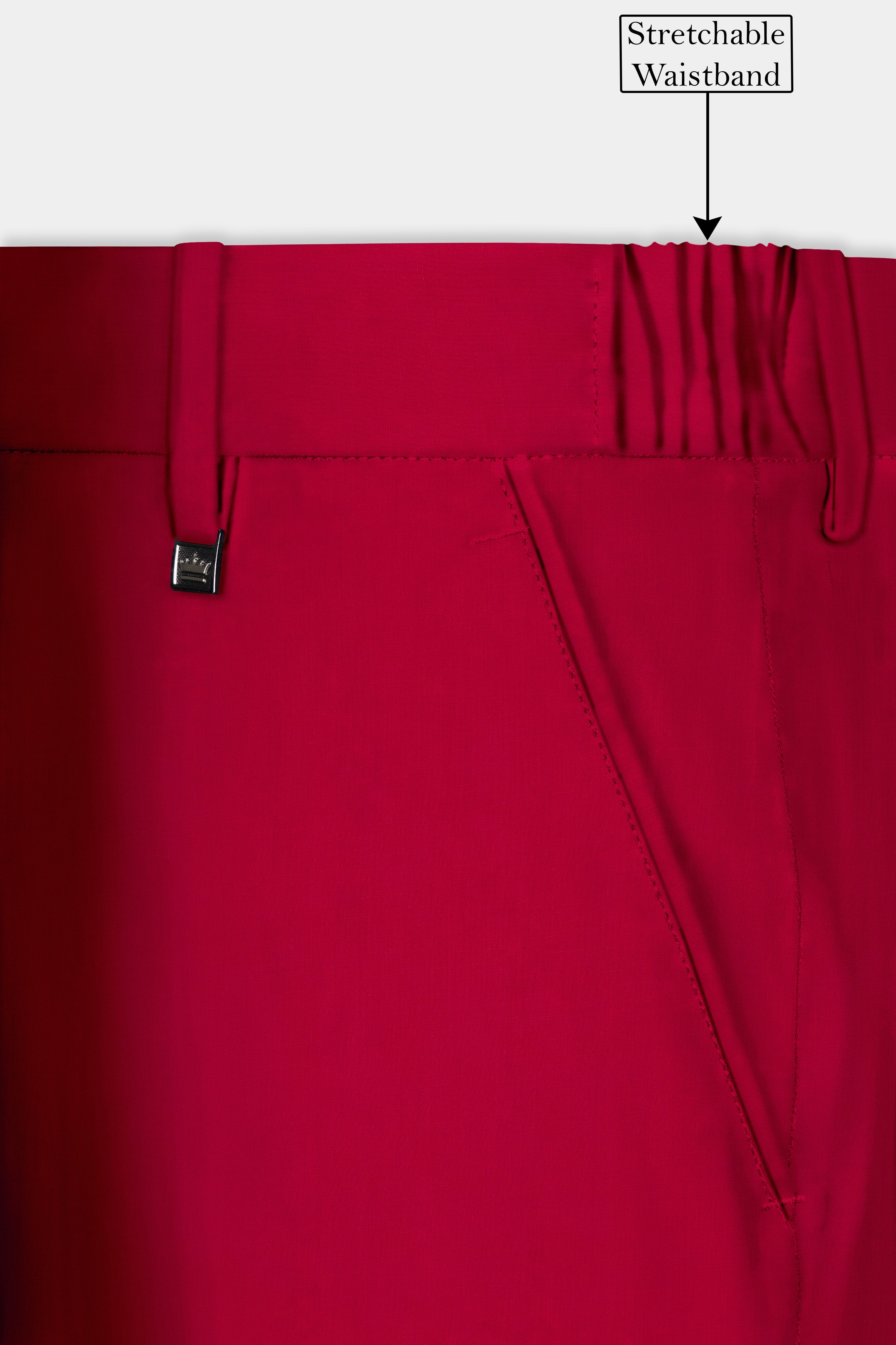Vermilion-Chili Red Solid Wool Rich Single Breasted Slight Stretch Suit