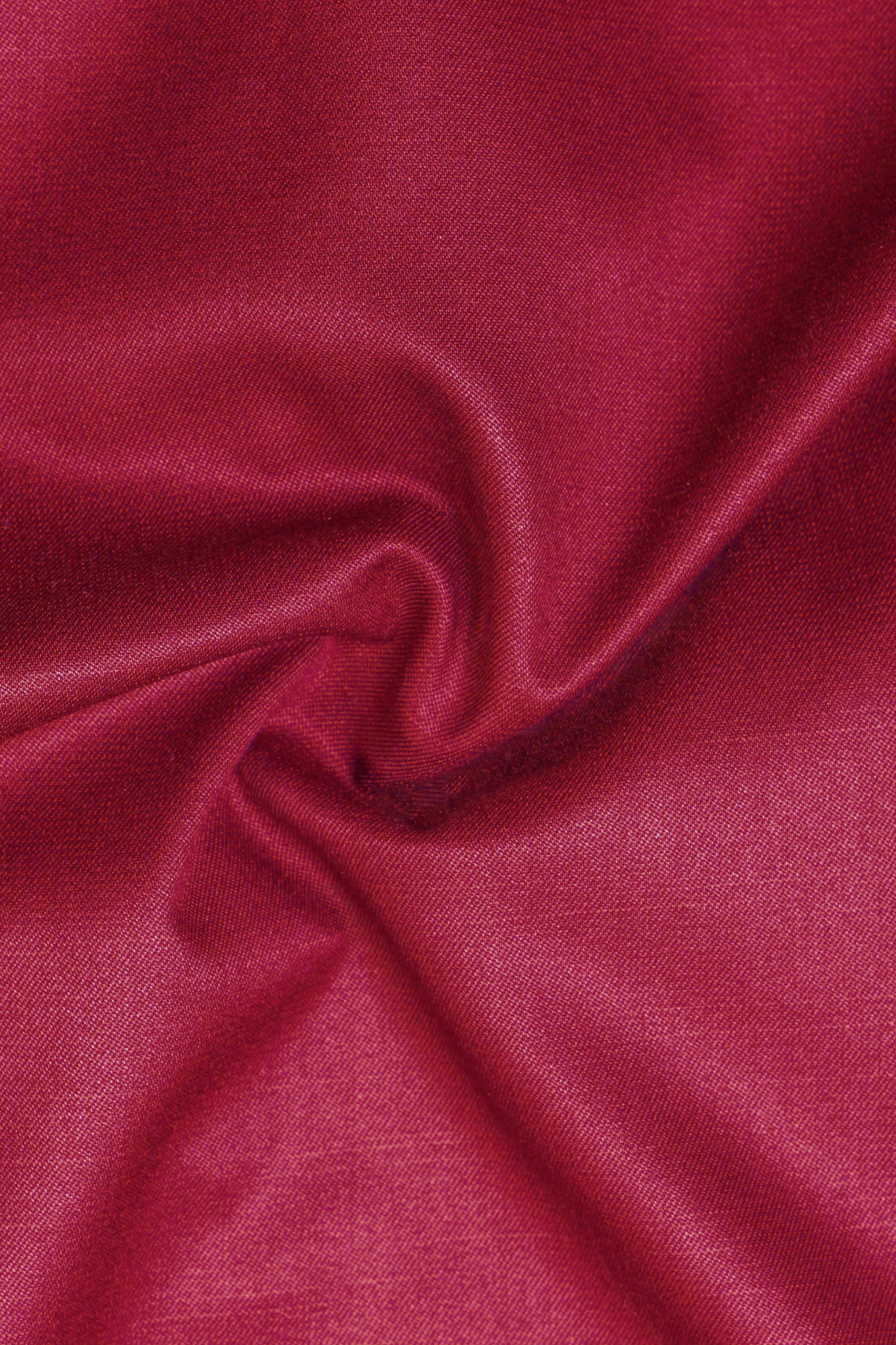 Vermilion-Chili Red Solid Wool Rich Single Breasted Slight Stretch Suit