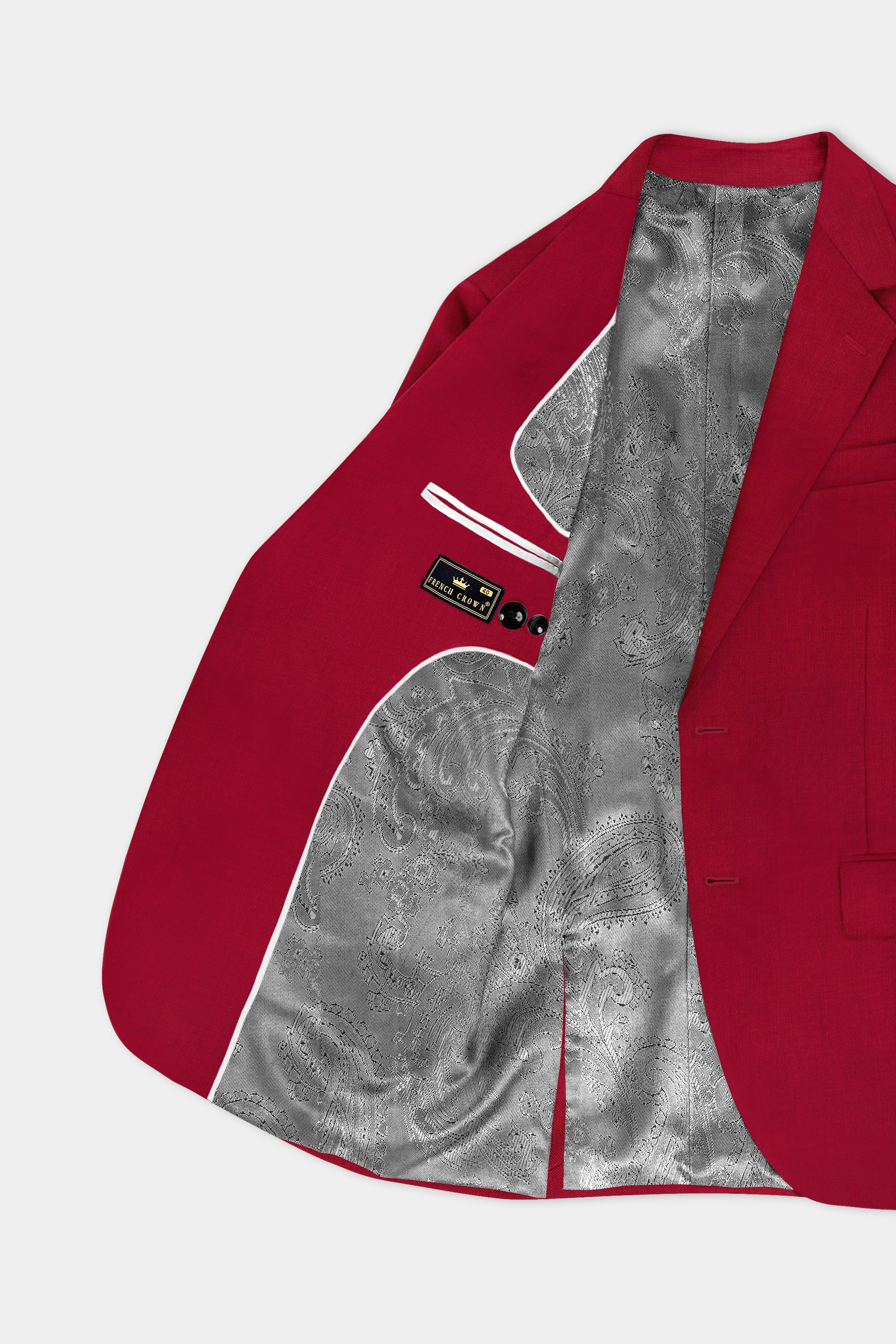Vermilion-Chili Red Solid Wool Rich Single Breasted Slight Stretch Suit