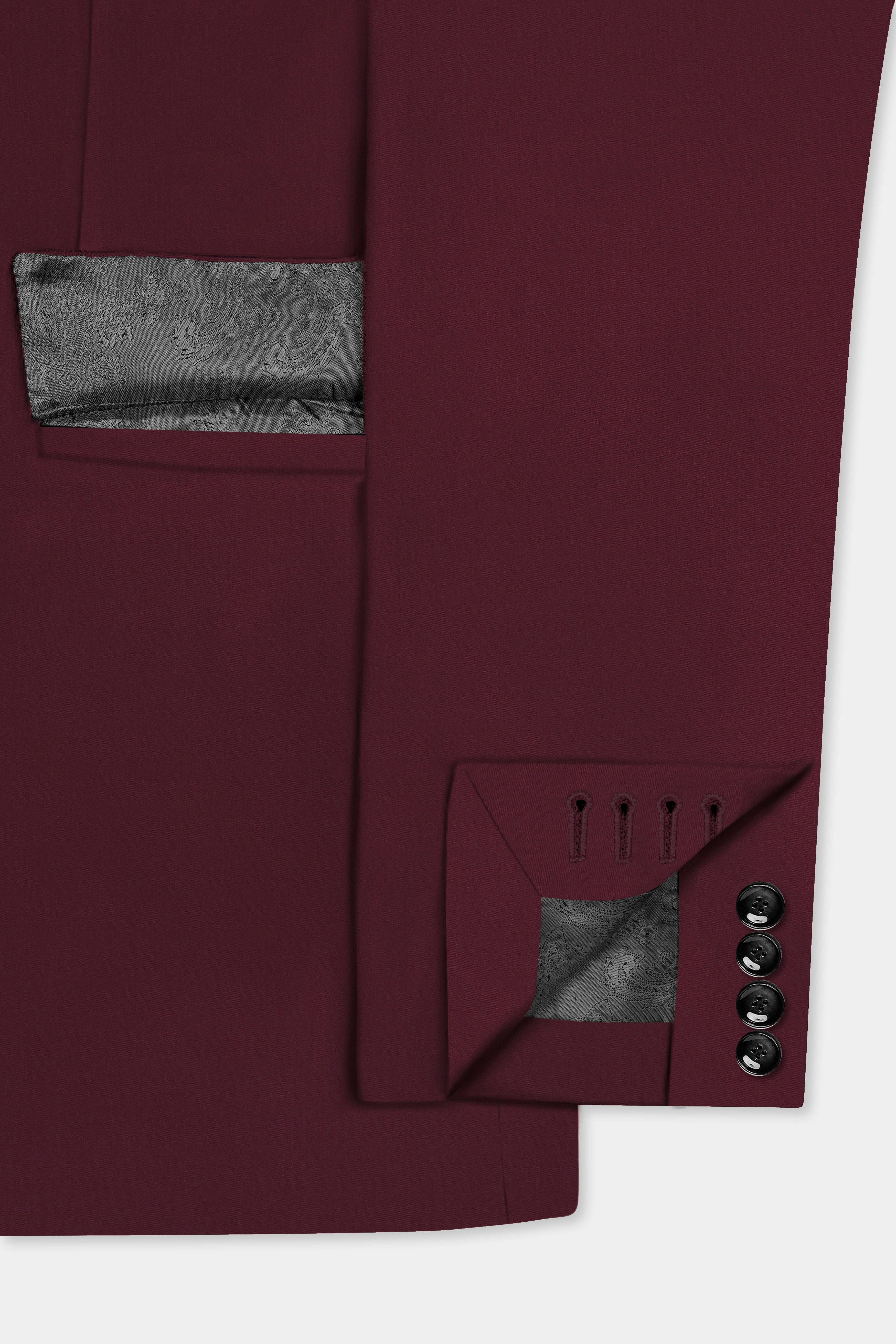 Merlot-Wine Berry Solid Wool Rich Single Breasted Slight Stretch Suit