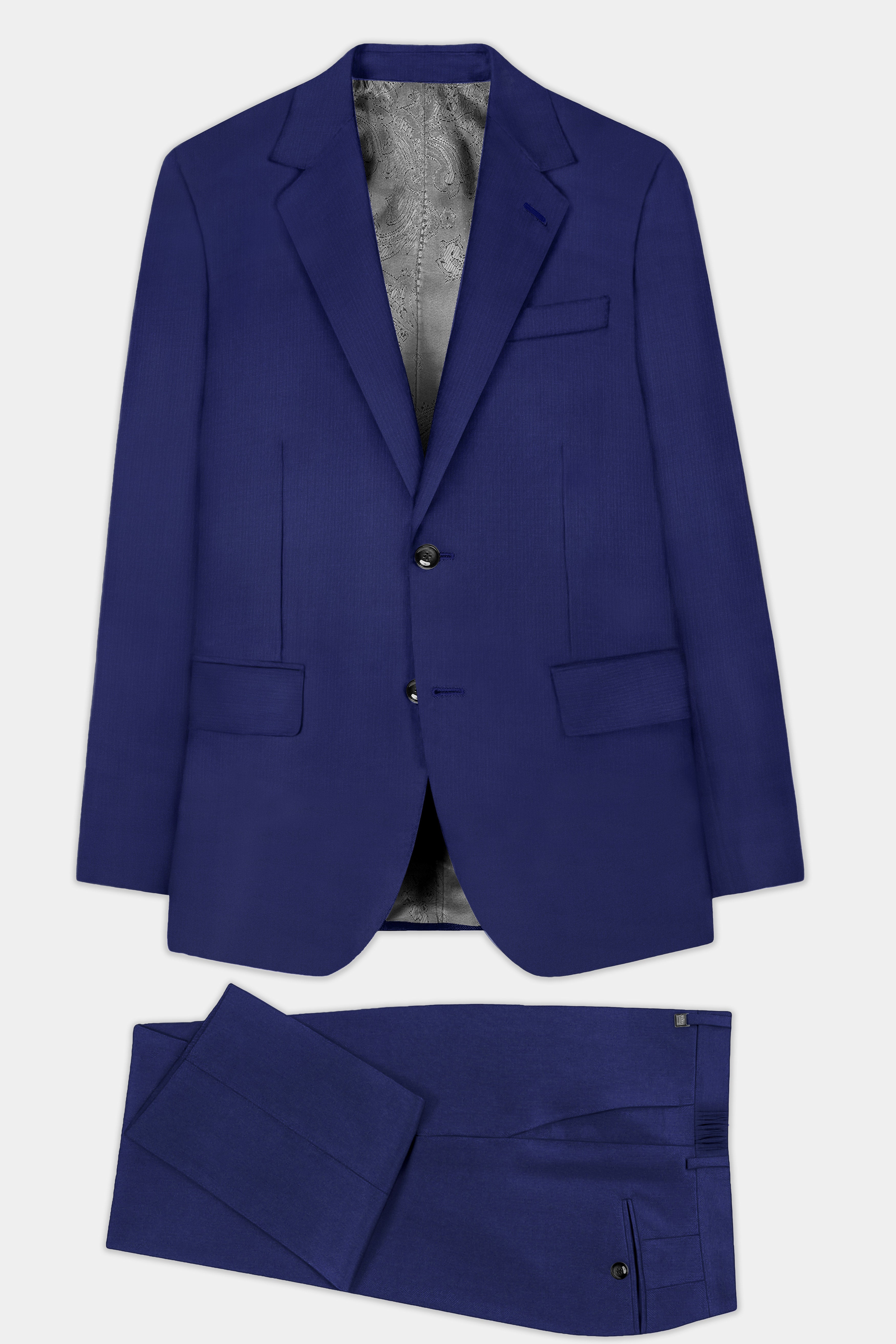 Celestia-Blue Solid Wool Rich Single Breasted Slight Stretch Suit