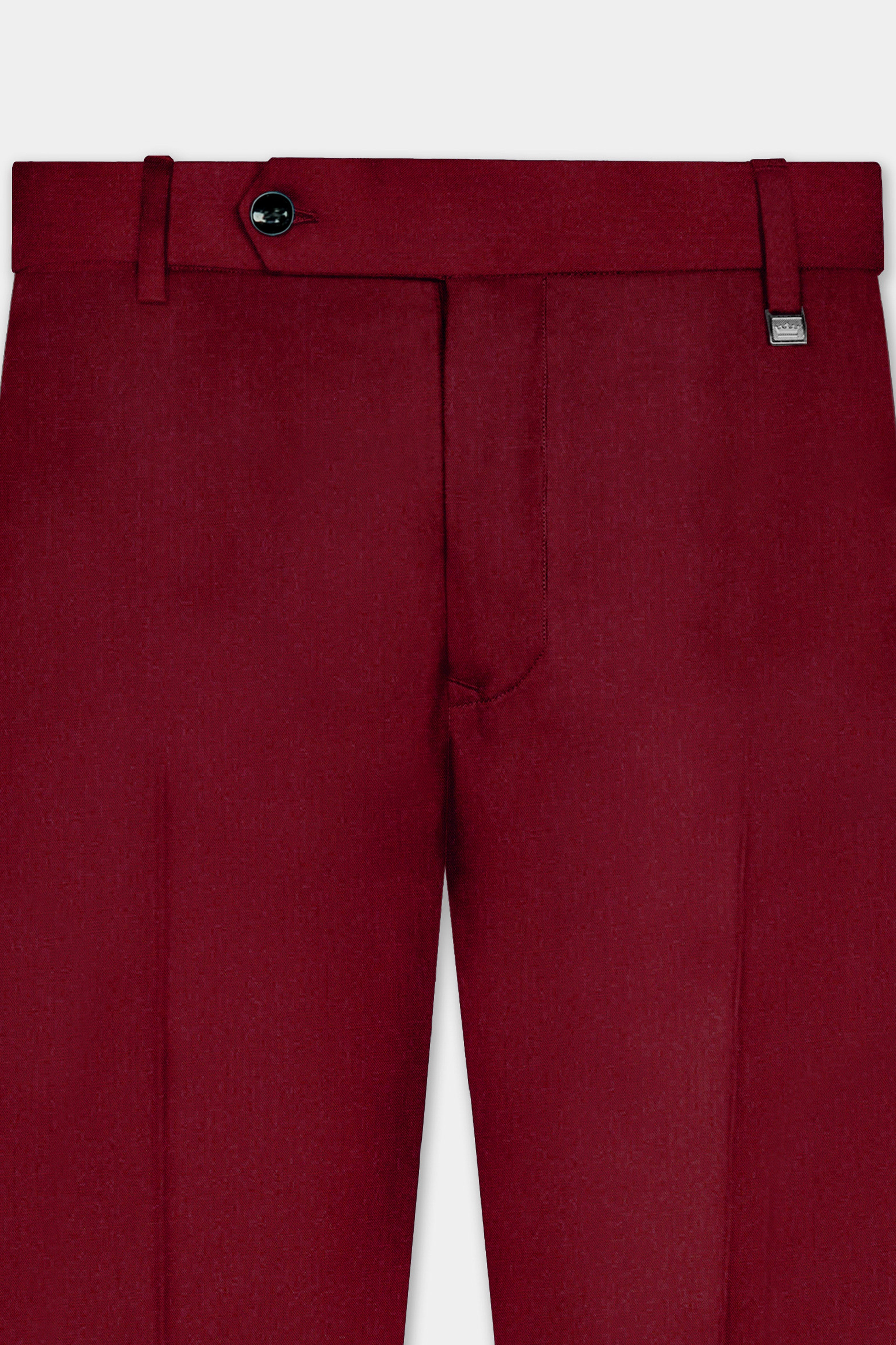 CrimsonAce-Cherry Red Solid Wool Rich Single Breasted Suit