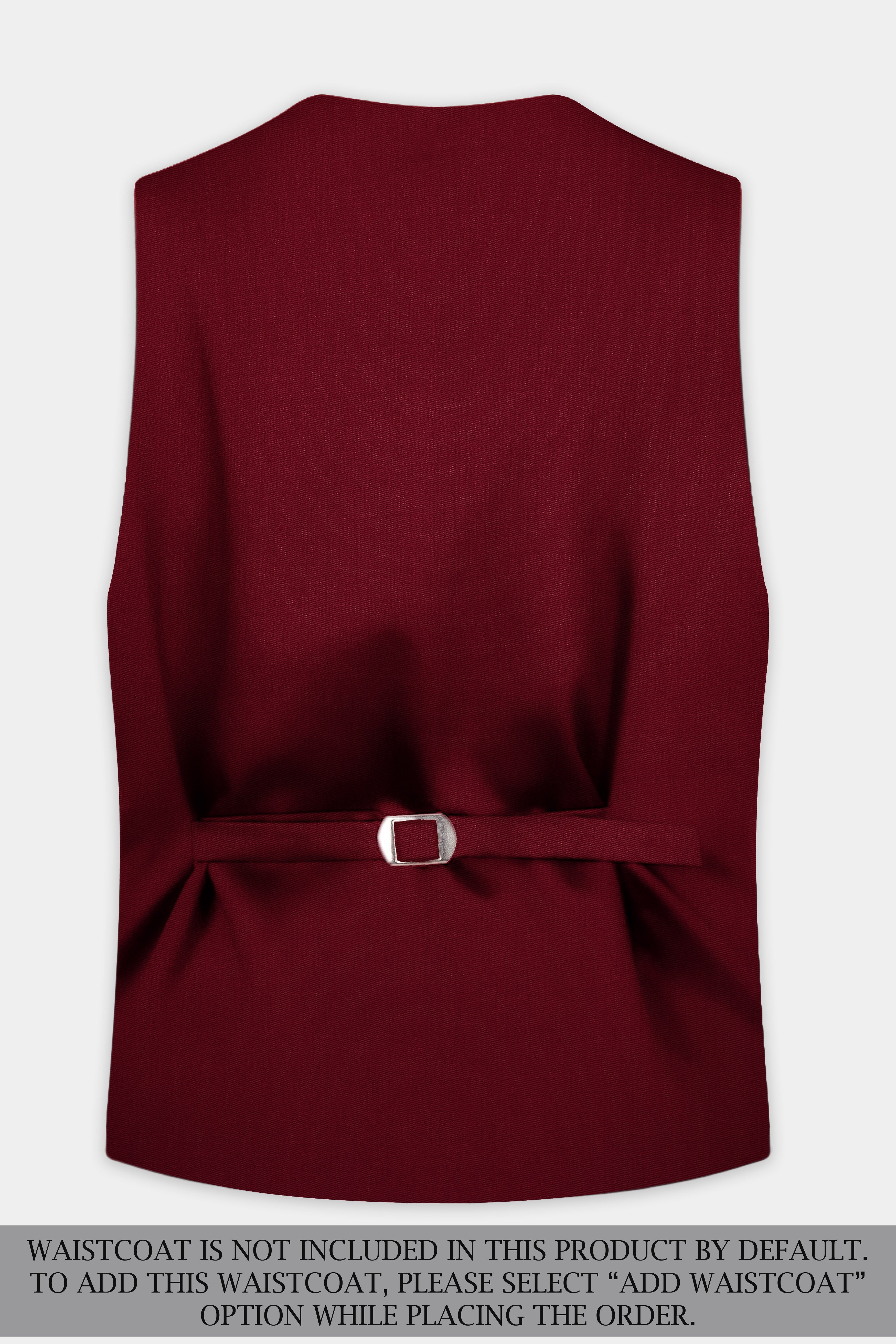 CrimsonAce-Cherry Red Solid Wool Rich Single Breasted Suit