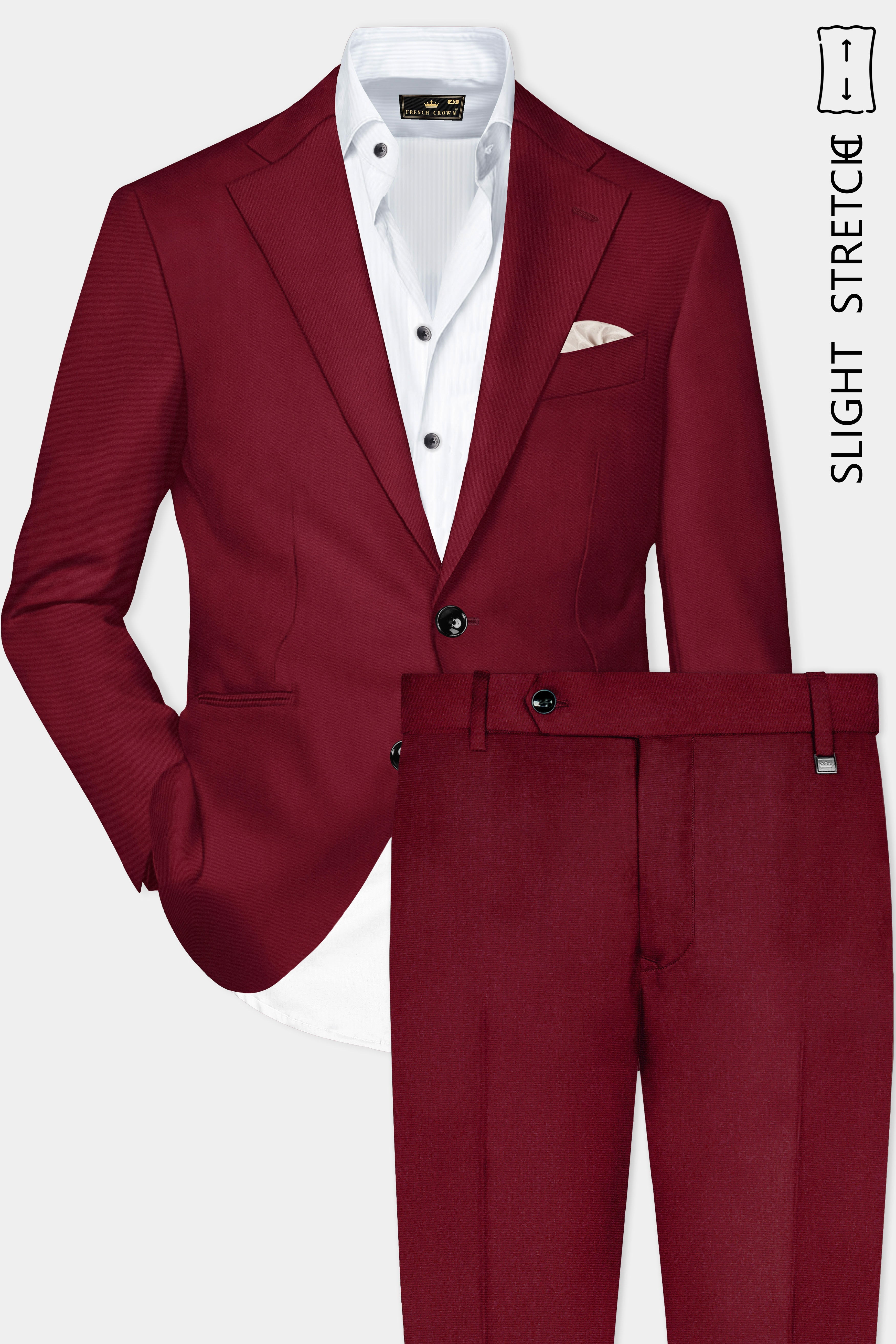 [Red Fleece × BAIRD McNUTT] スーツ CrimsonAce-Cherry Red Solid Premium Wool Blend Single Breasted