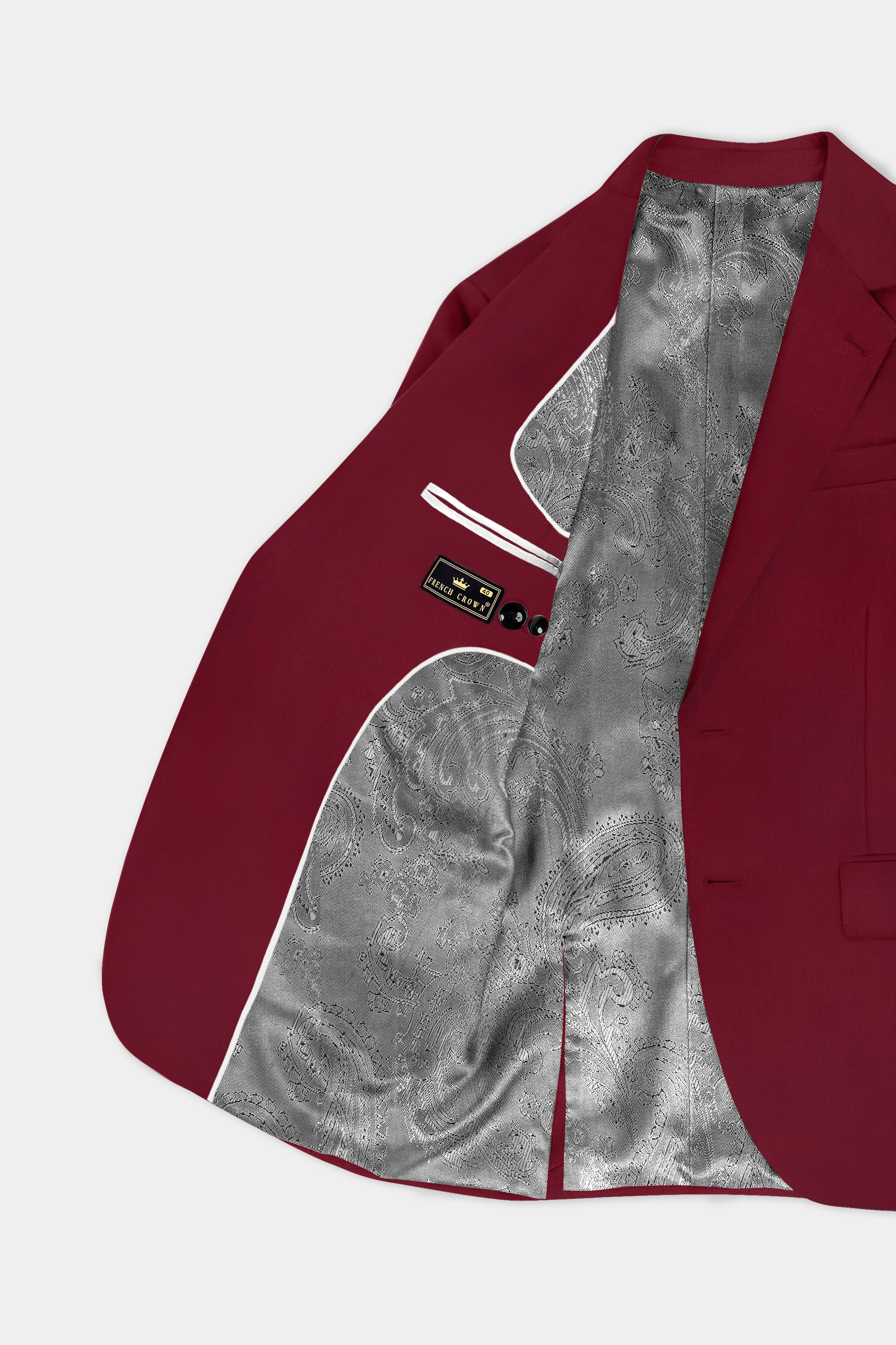 CrimsonAce-Cherry Red Solid Wool Rich Single Breasted Slight Stretch Suit
