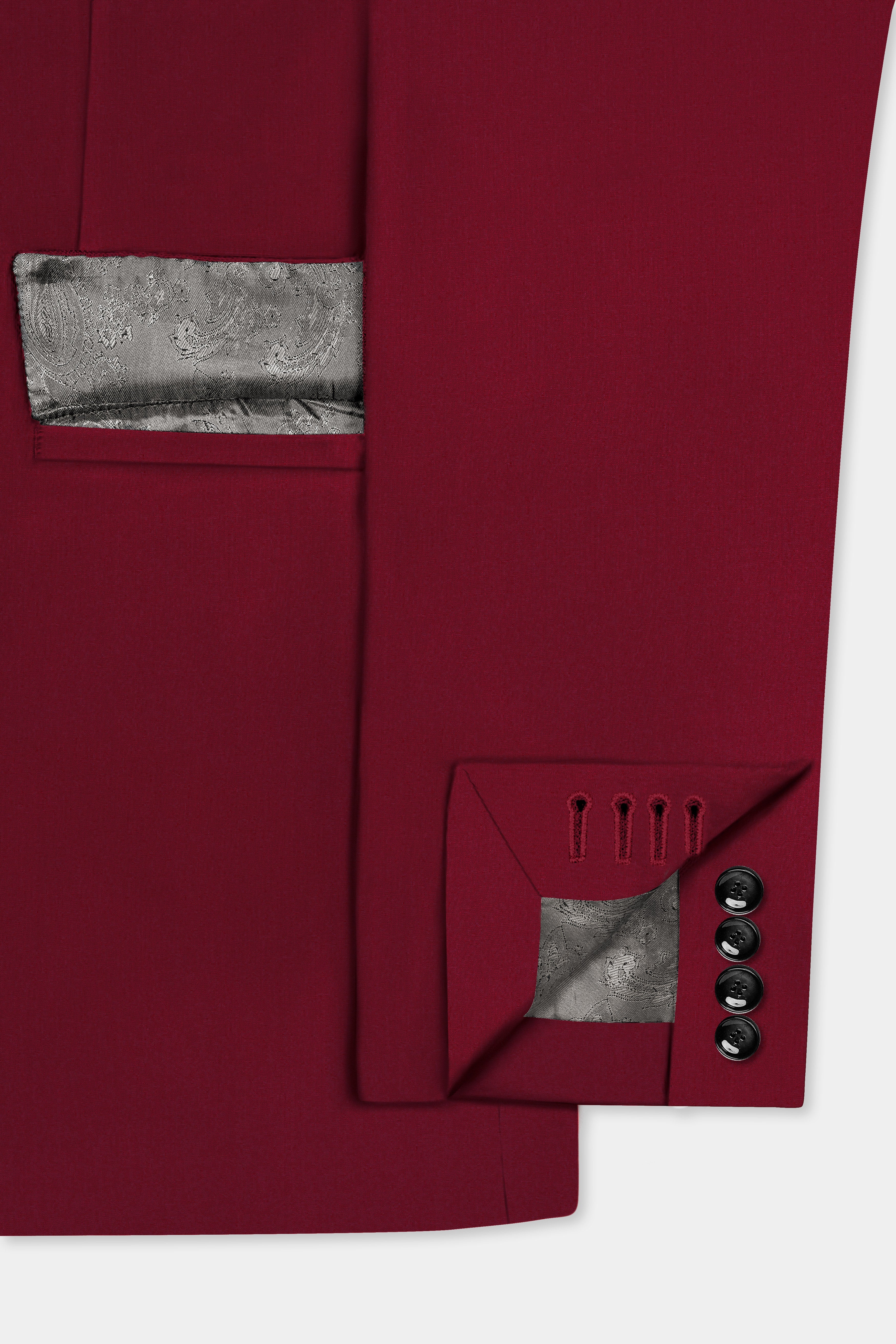 CrimsonAce-Cherry Red Solid Wool Rich Single Breasted Slight Stretch Suit