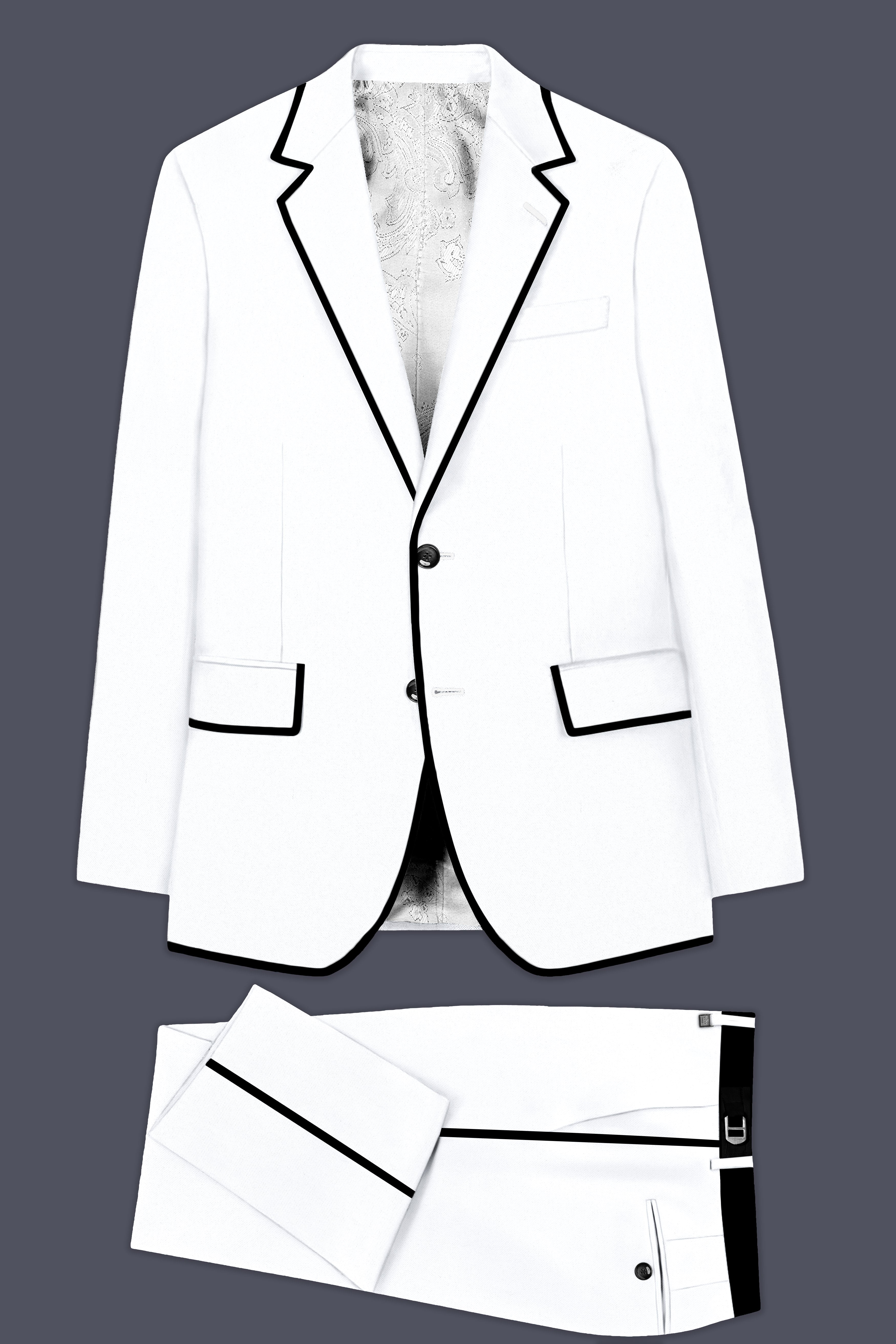 Zenith-Bright White Solid Premium Wool Blend Single Breasted Suit Zenith-Bright White Solid Premium Wool Blend Single Breasted Suit
