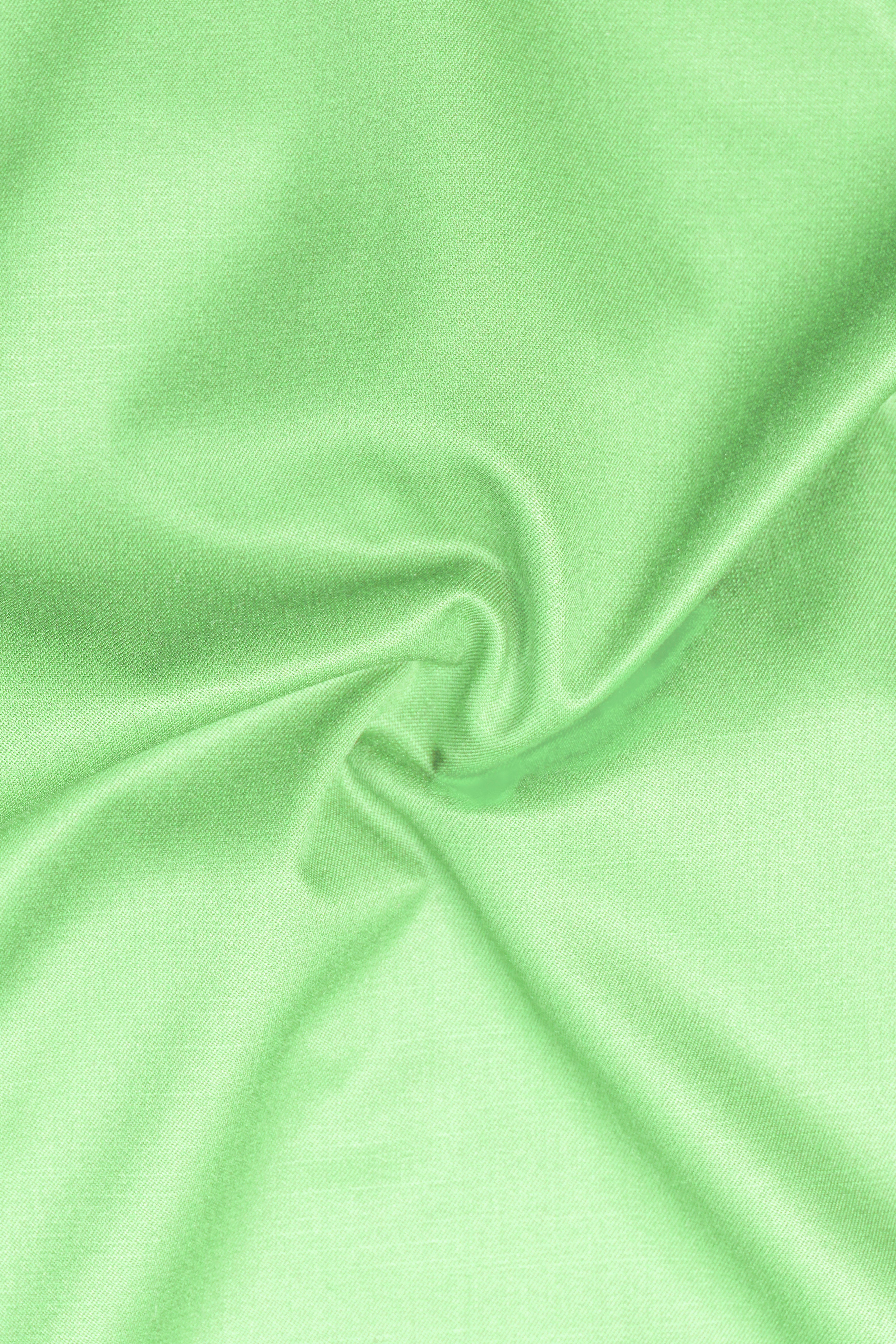 Emerald-Mint Green Solid Wool Rich Bandhgala Slight Stretch Suit