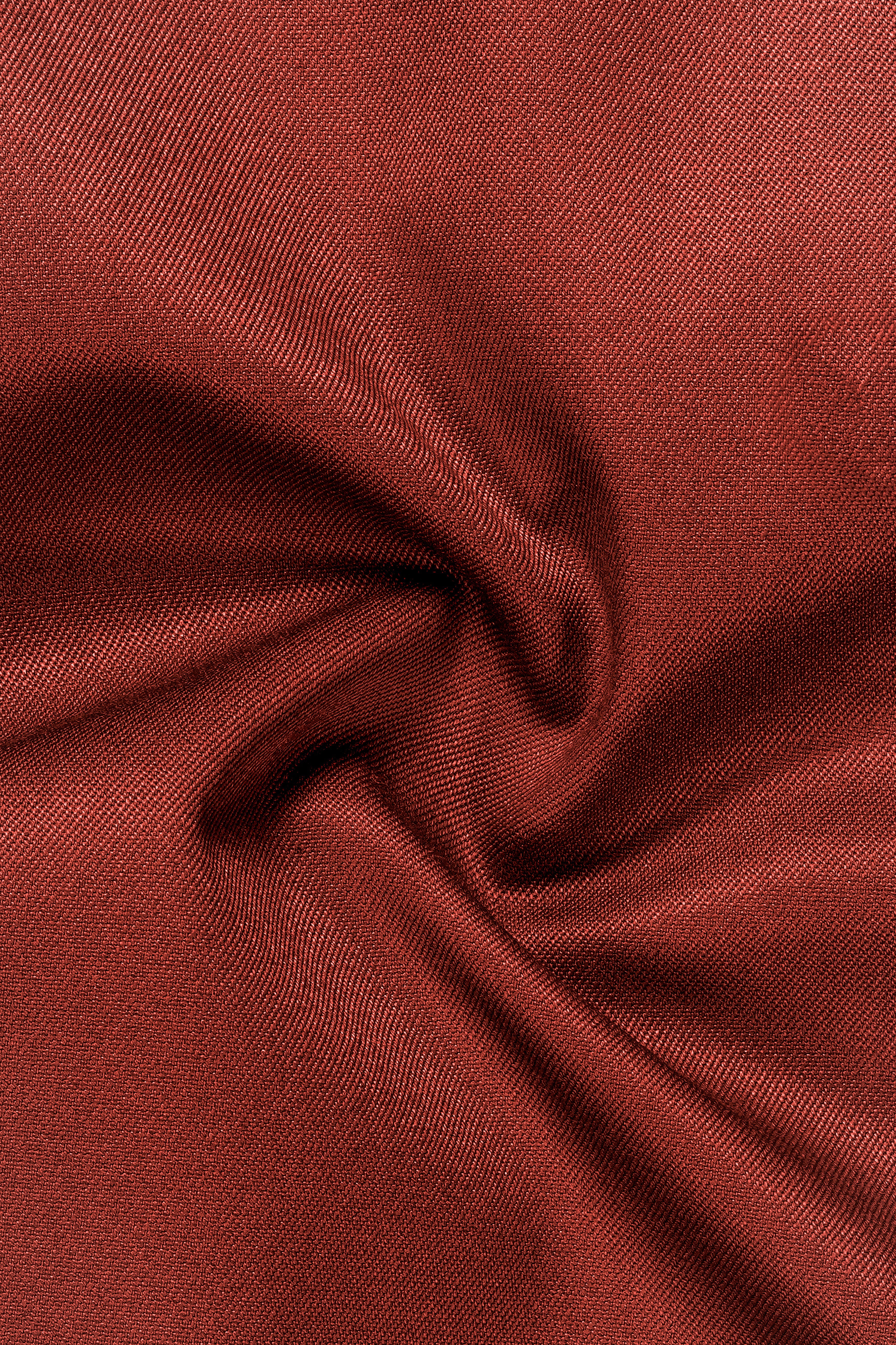 Inferno Rust-Brick Red Solid Wool Rich Bandhgala Suit