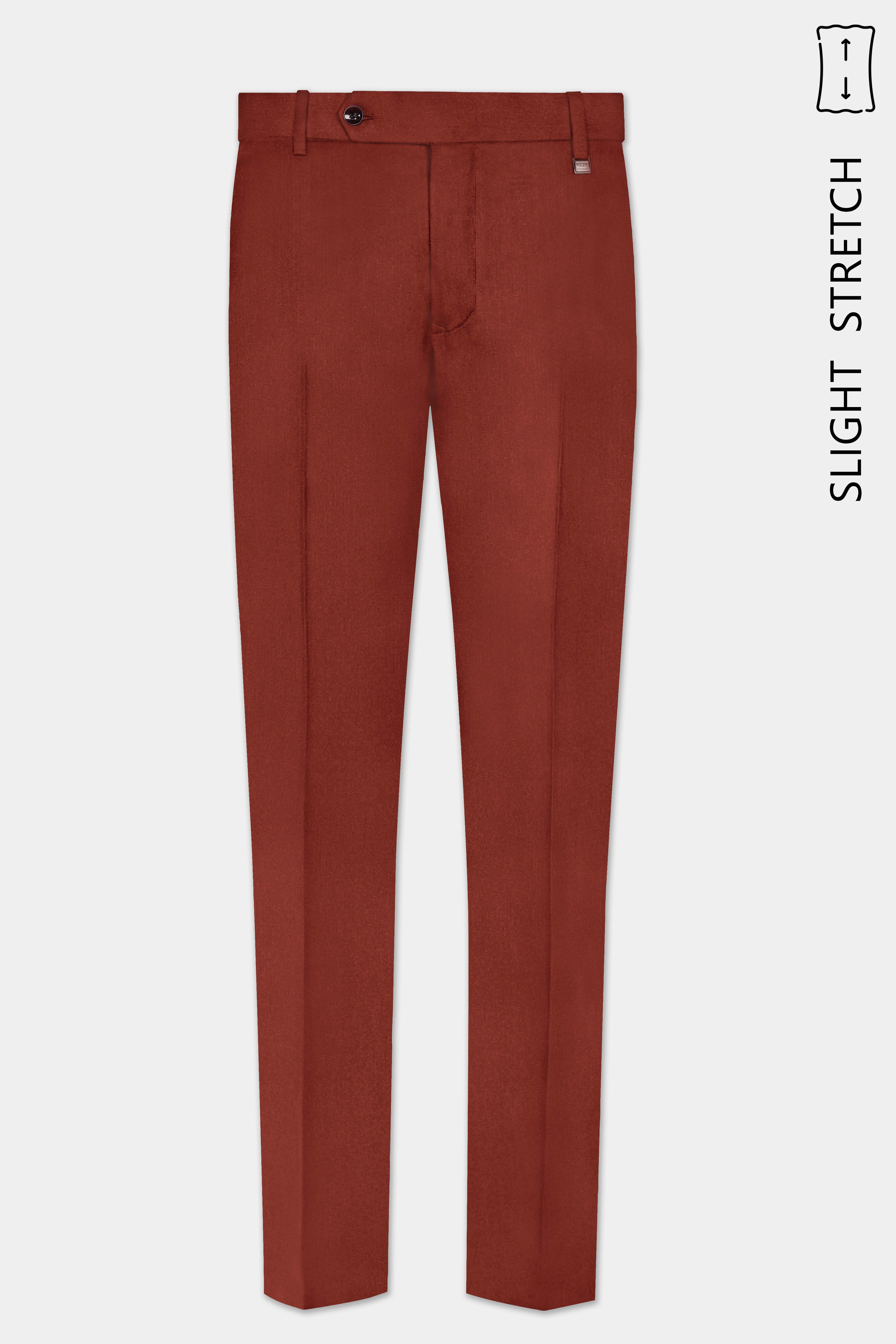 Inferno Rust-Brick Red Solid Wool Rich Tuxedo Slight Stretch Suit