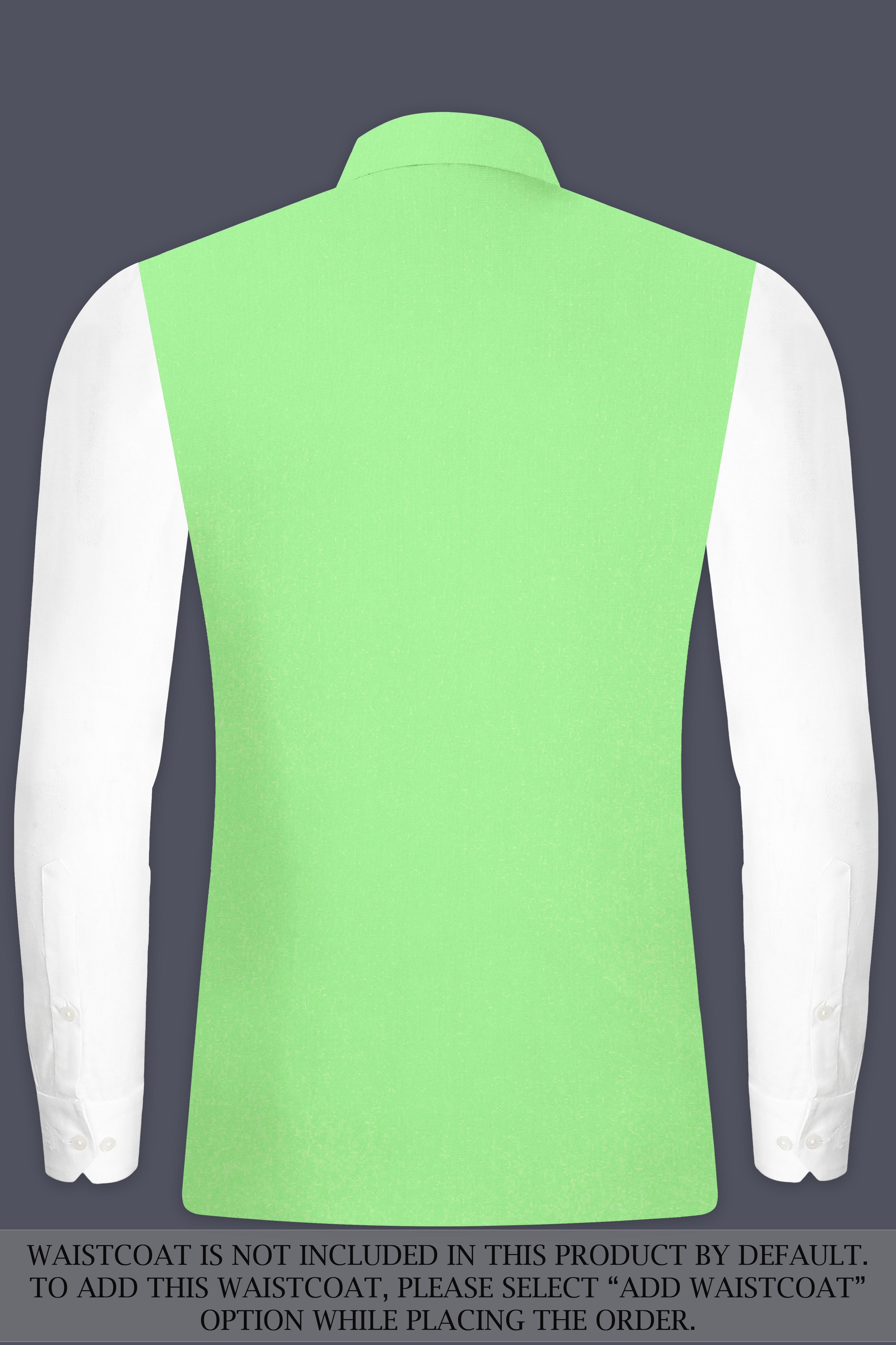 Emerald-Mint Green Solid Wool Rich Cross Placket Bandhgala Slight Stretch Suit
