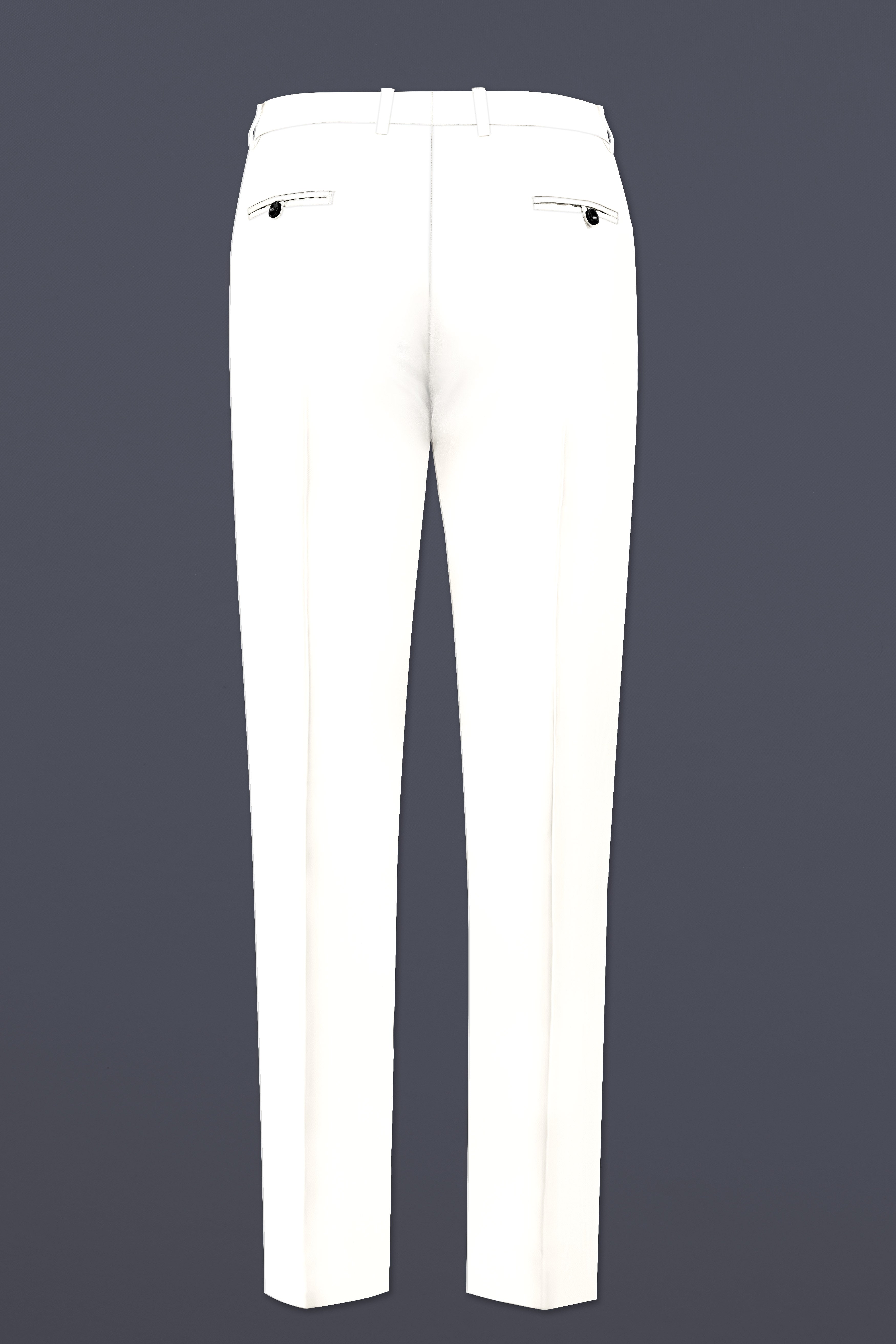 Off White Solid Wool Rich Double Breasted Slight Stretch Suit