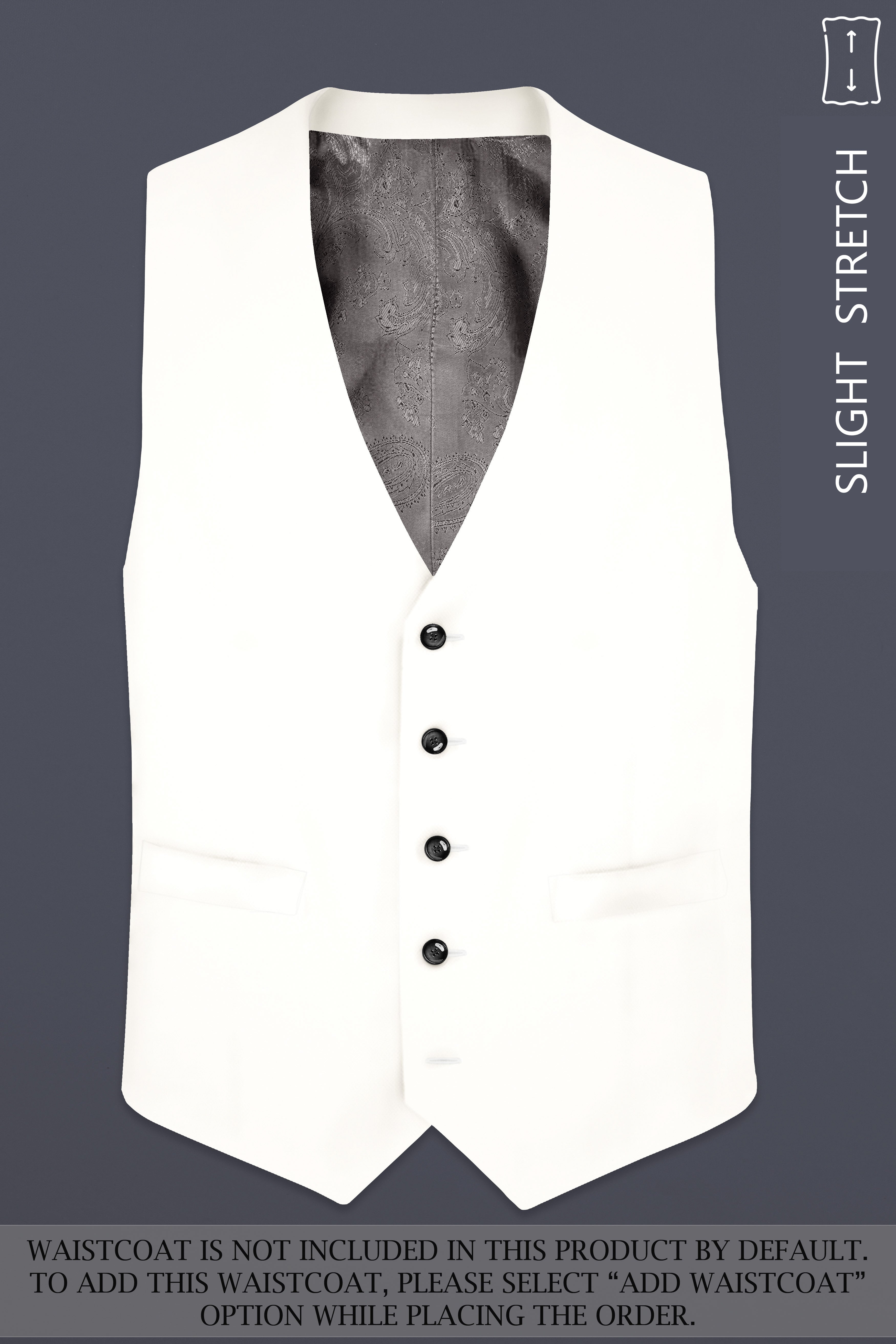 Off White Solid Wool Rich Double Breasted Slight Stretch Suit